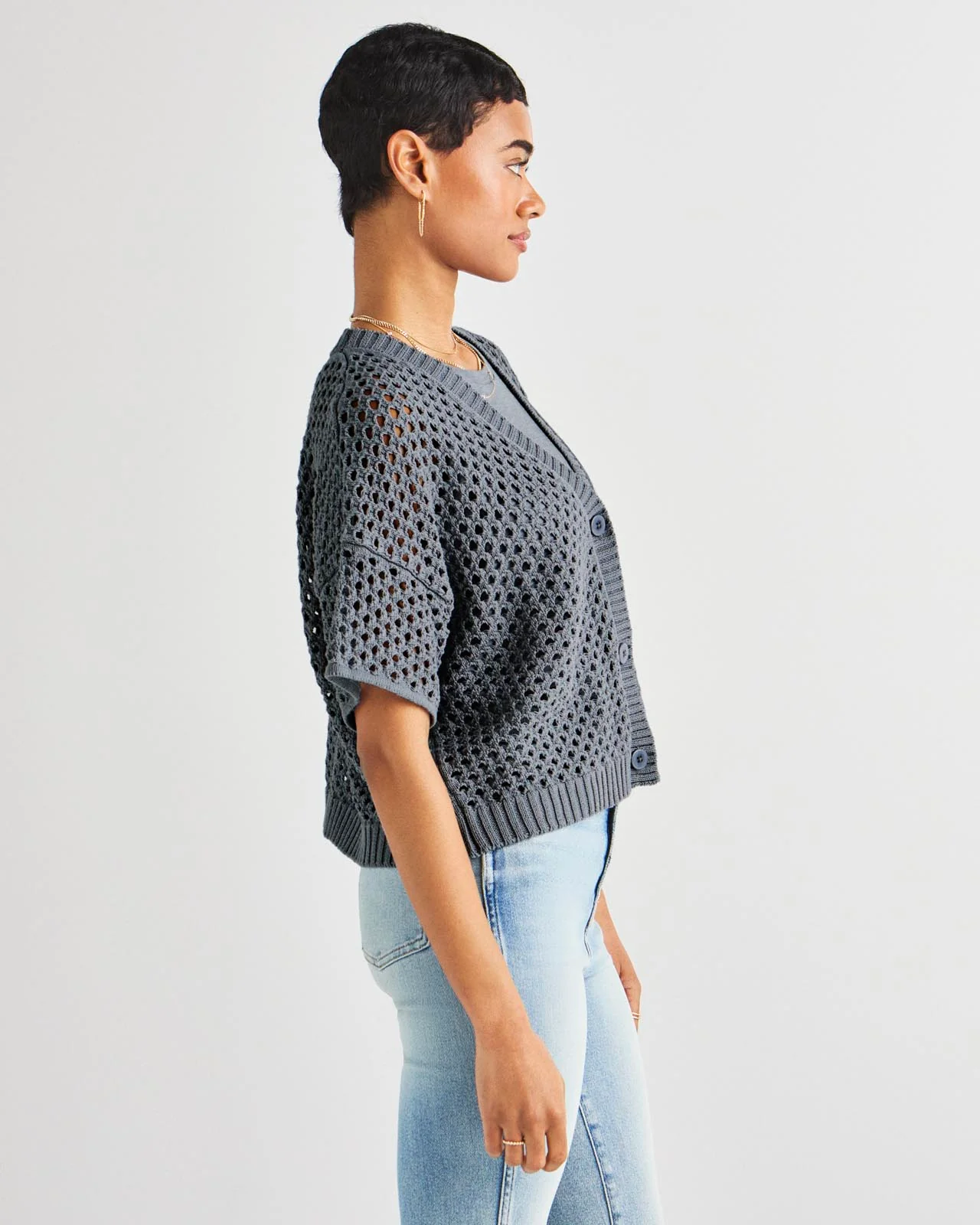 Nova Pointelle Short Sleeve Cardigan - Image 15
