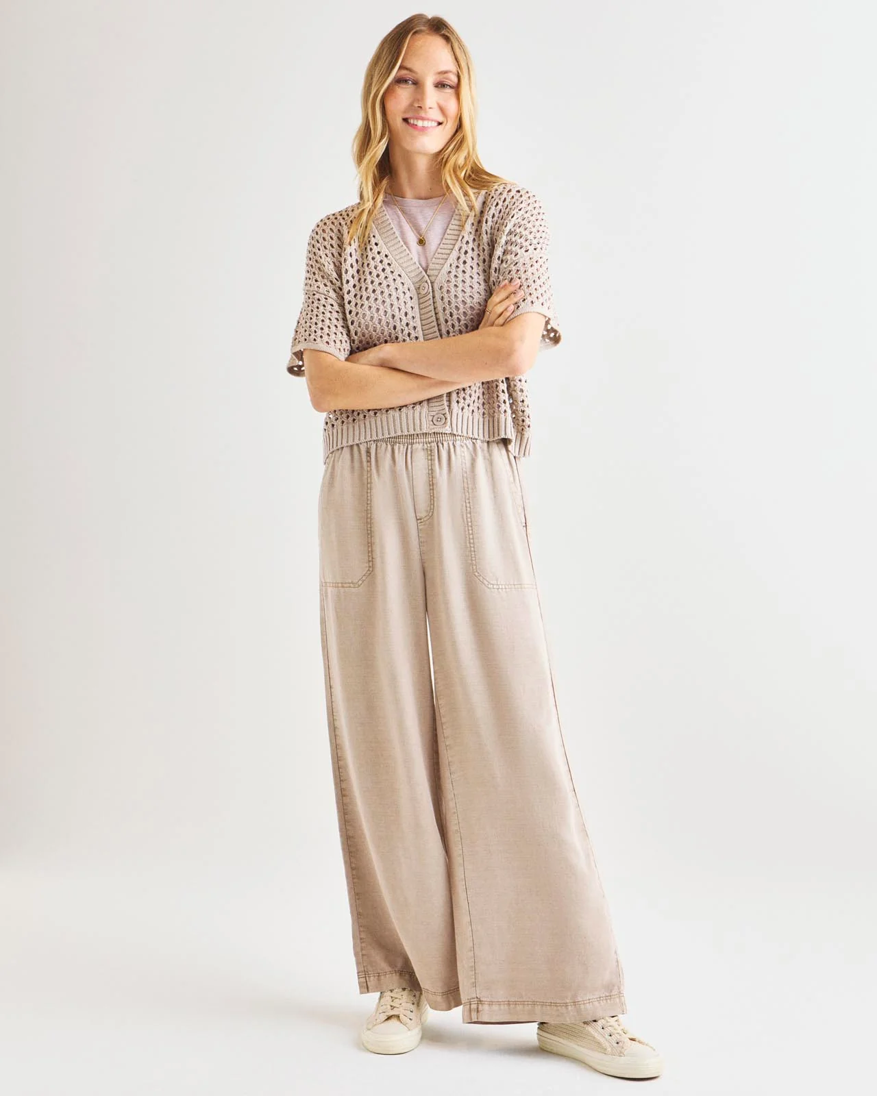 Nova Pointelle Short Sleeve Cardigan - Image 3
