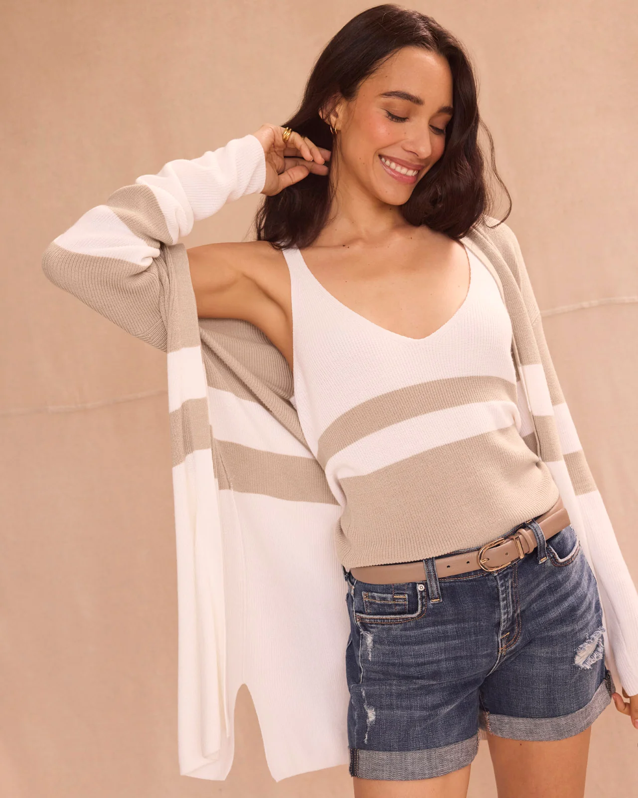 Octavia Stripe Open Cardigan