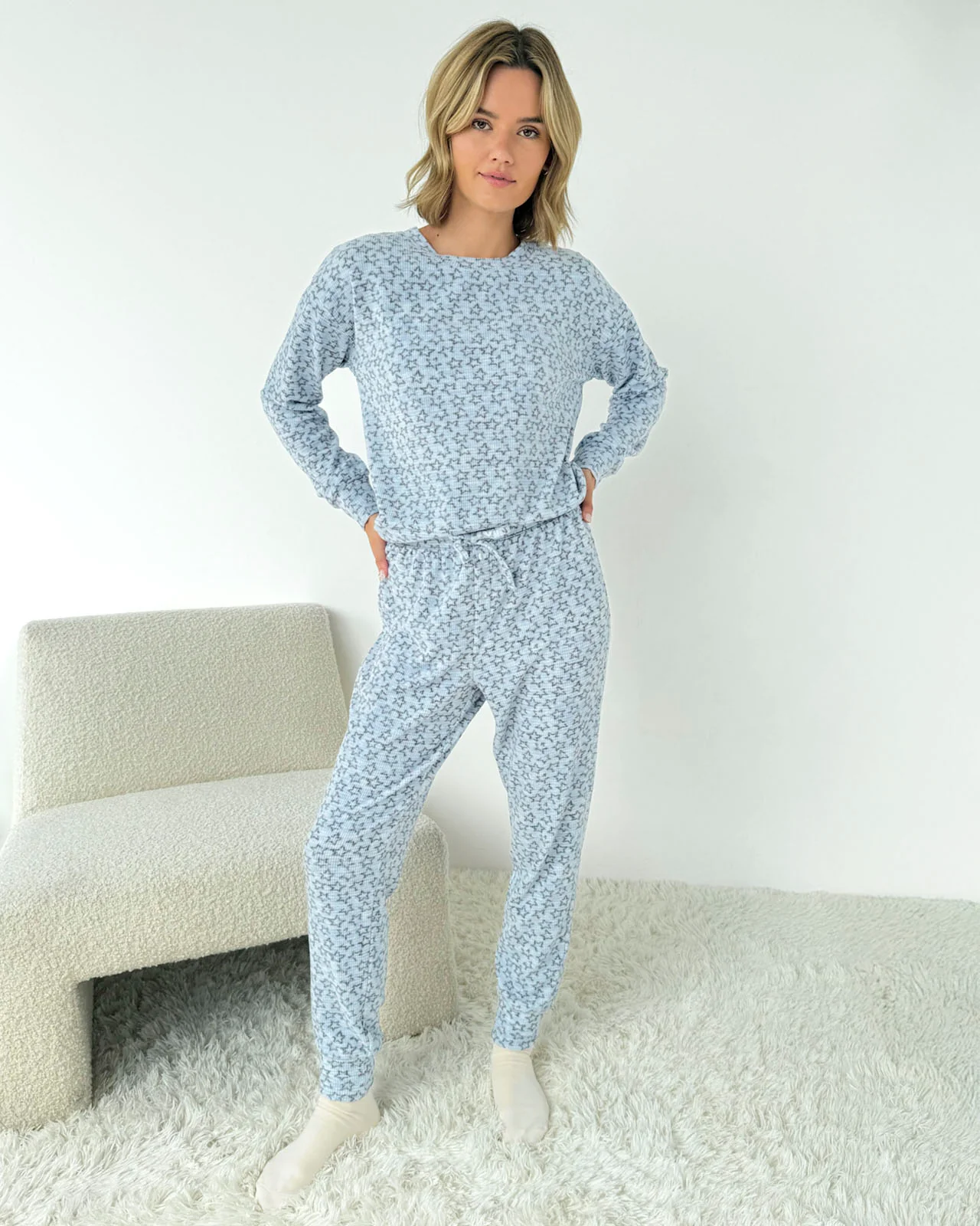 Outline Stars Marna Waffle PJ Set - Image 4