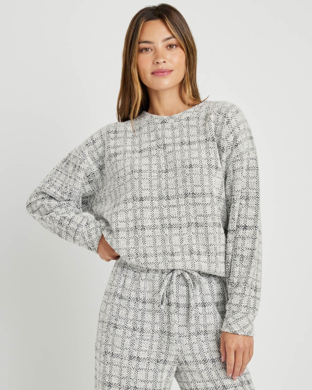 Penny Tweedy Plaid Crewneck Pullover