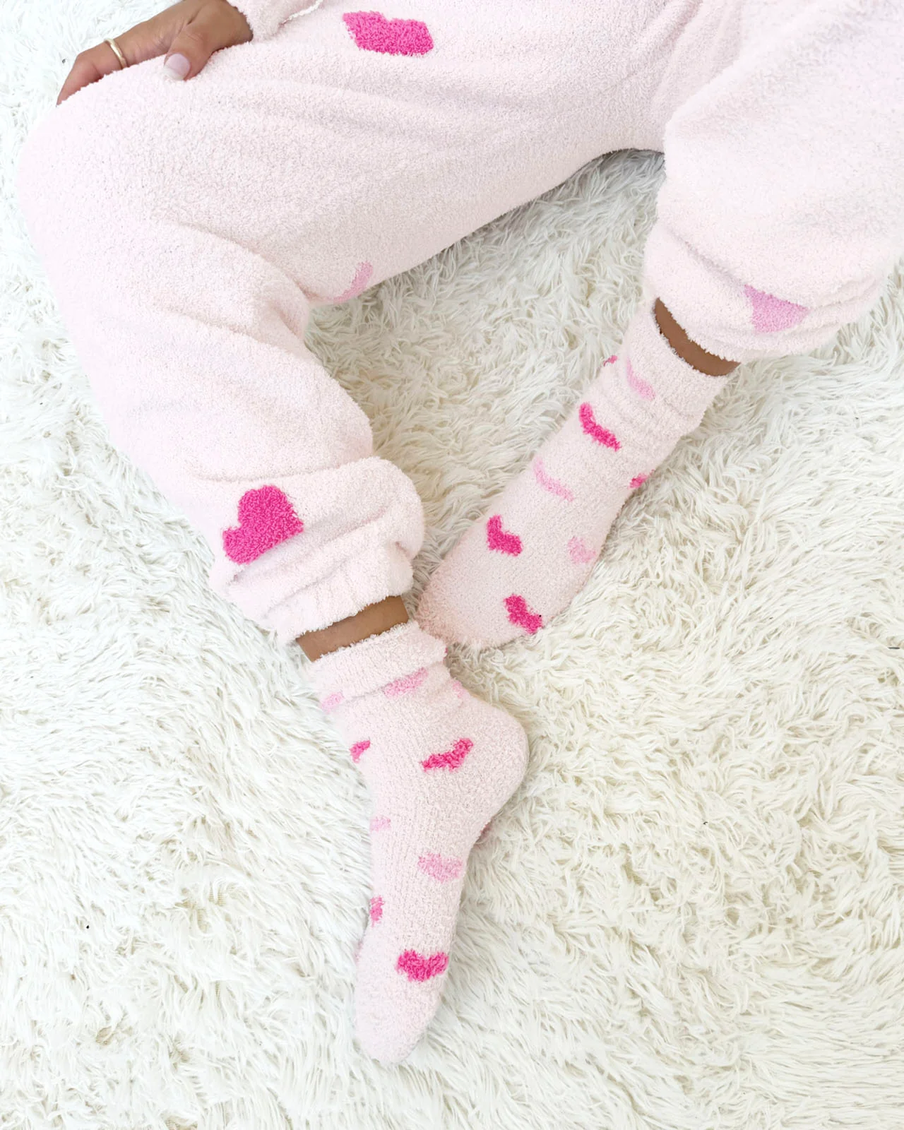 Pink Multi-Heart Bia Fuzzy Yarn Socks - Image 2