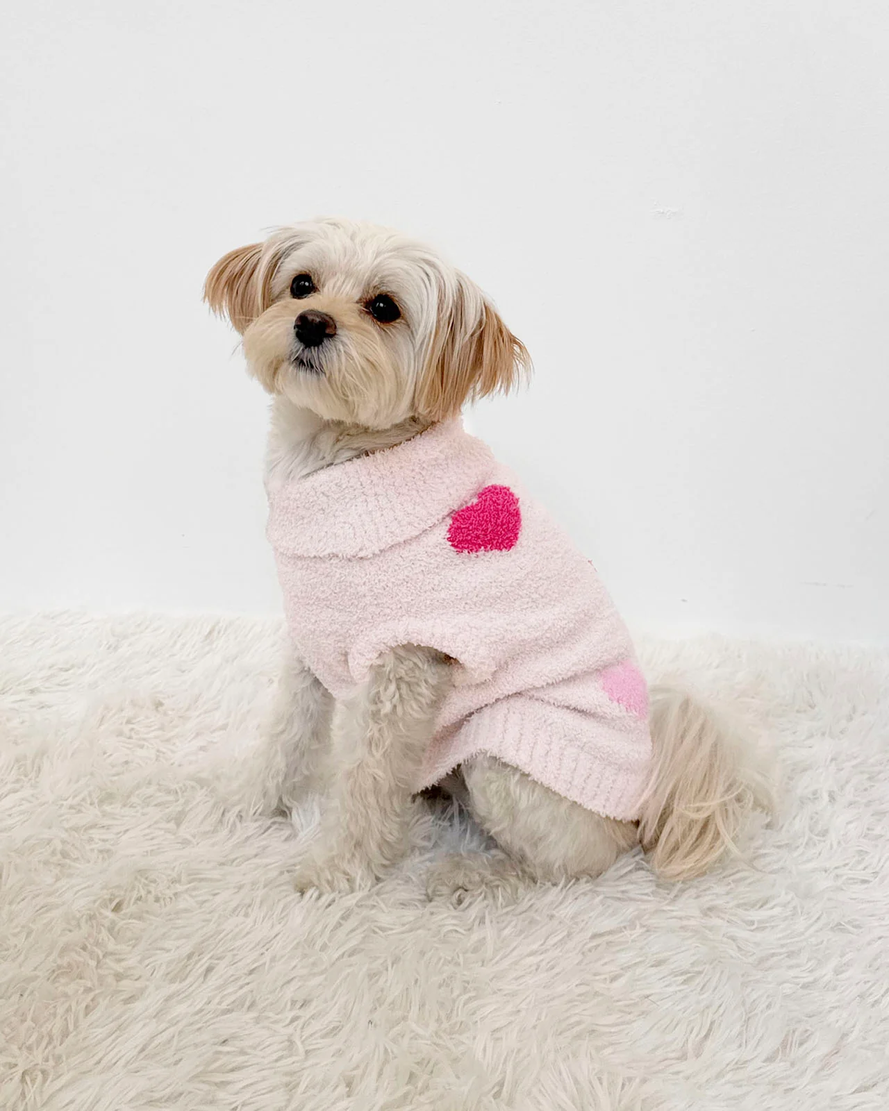 Pink Multi-Heart Fuzzy Pet Sweater