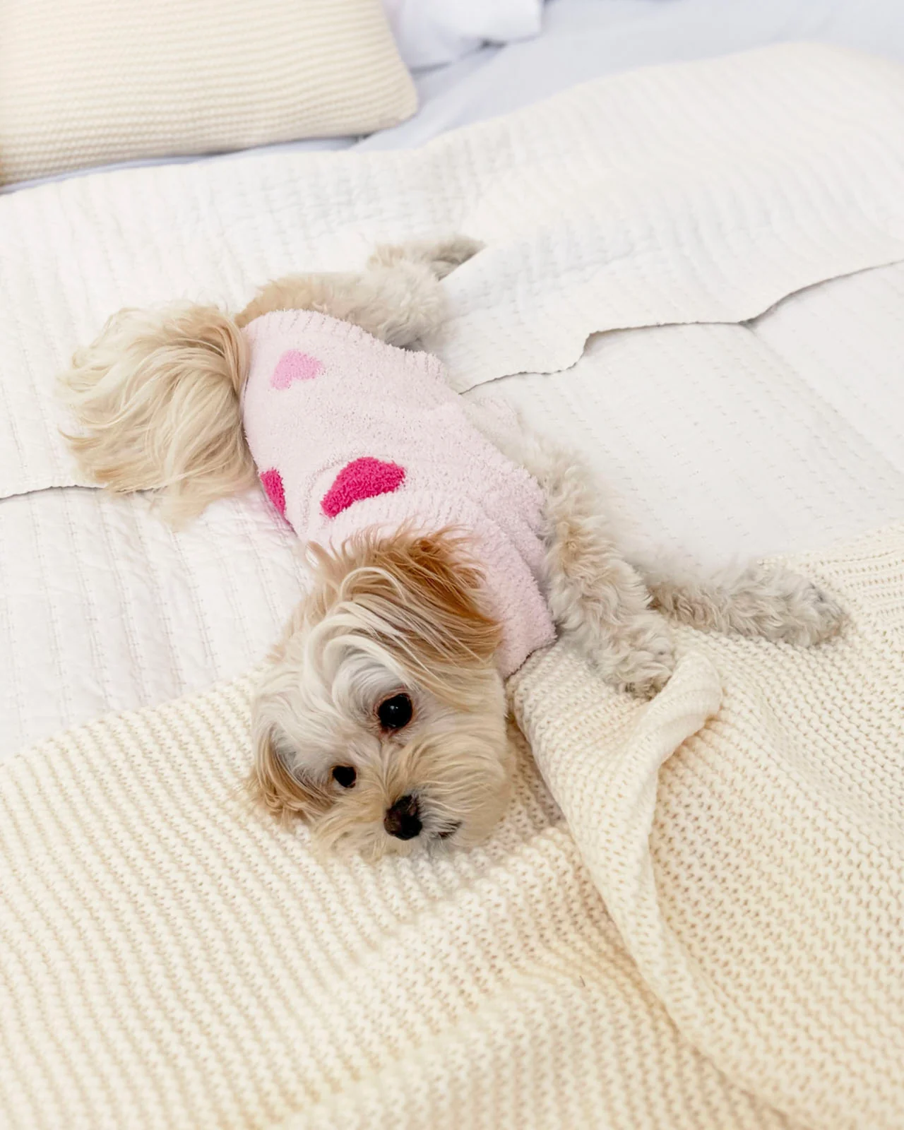 Pink Multi-Heart Fuzzy Pet Sweater - Image 2