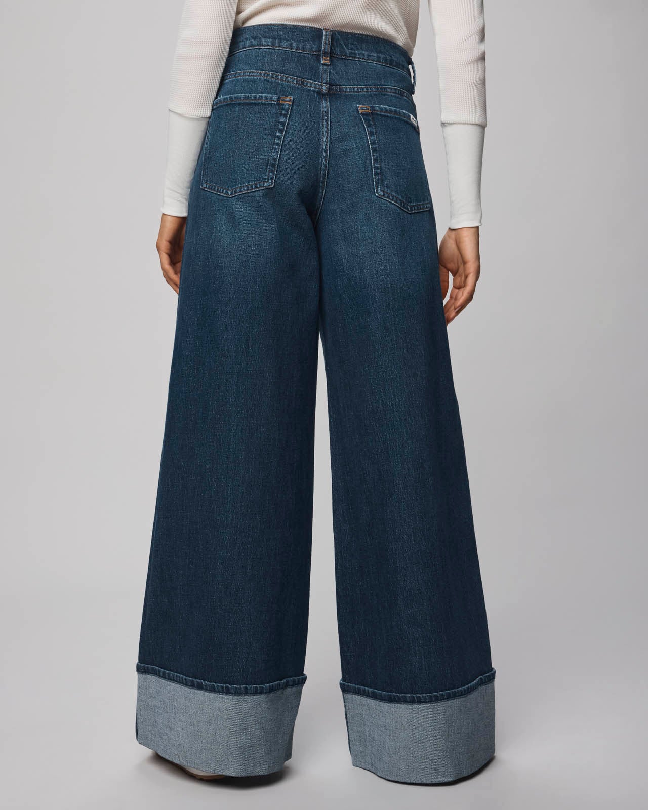 Ravyn Cuffed Wide Leg Jean in Dark Wash - Image 2