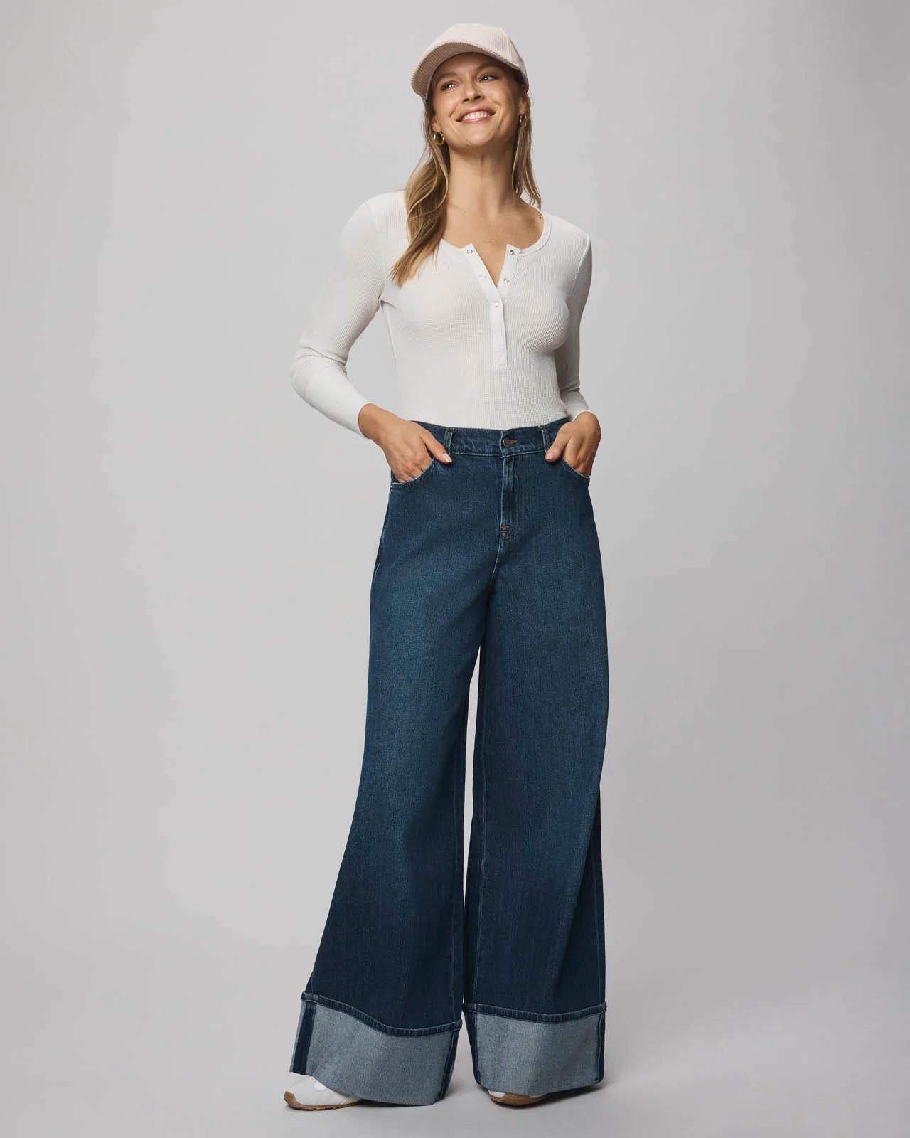 Ravyn Cuffed Wide Leg Jean in Dark Wash - Image 3