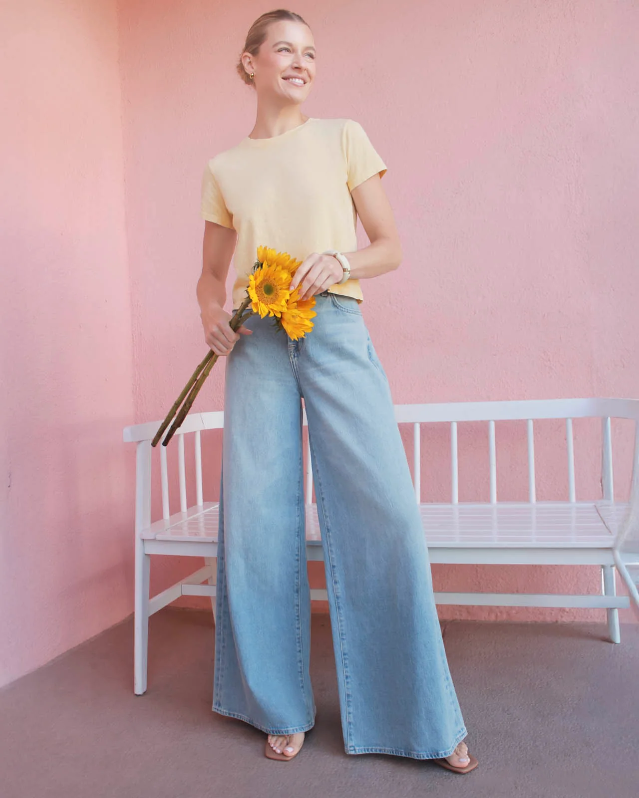 Ravyn Cuffed Wide Leg Jean in Light Wash - Image 2