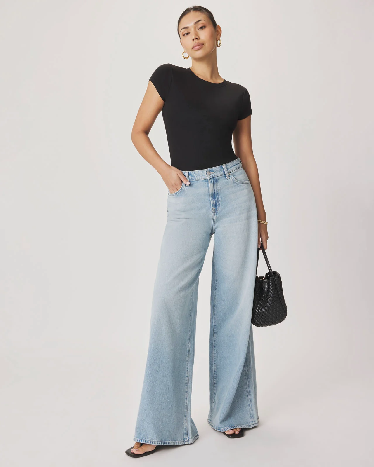 Ravyn Cuffed Wide Leg Jean in Light Wash - Image 3