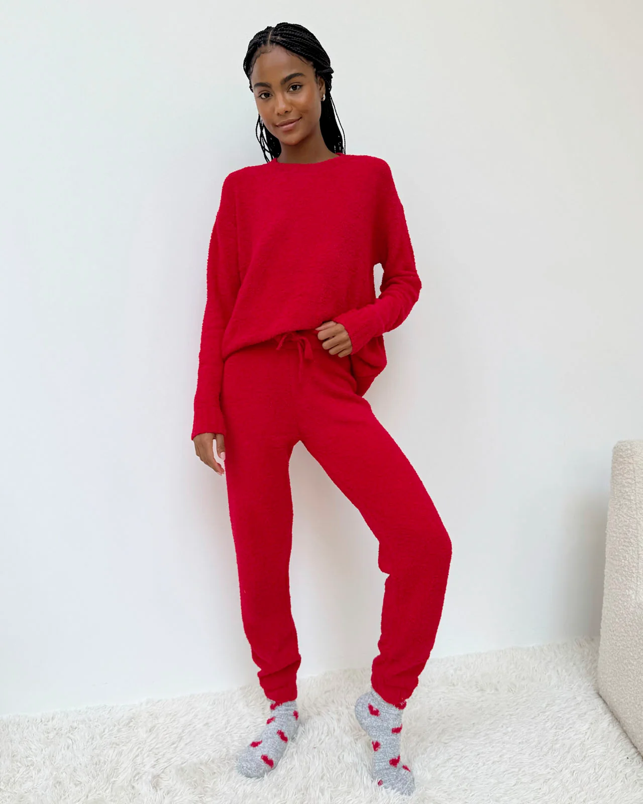 Red Fuzzy Sweater PJ Set - Image 2
