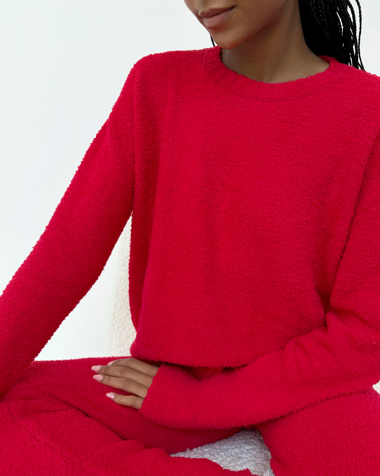 Red Fuzzy Sweater PJ Set - Image 3