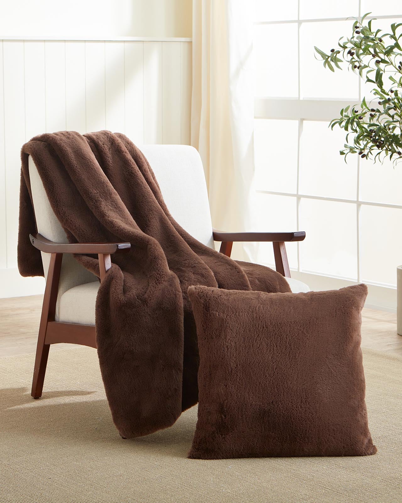 Riley Faux Fur Throw Pillow - Image 2