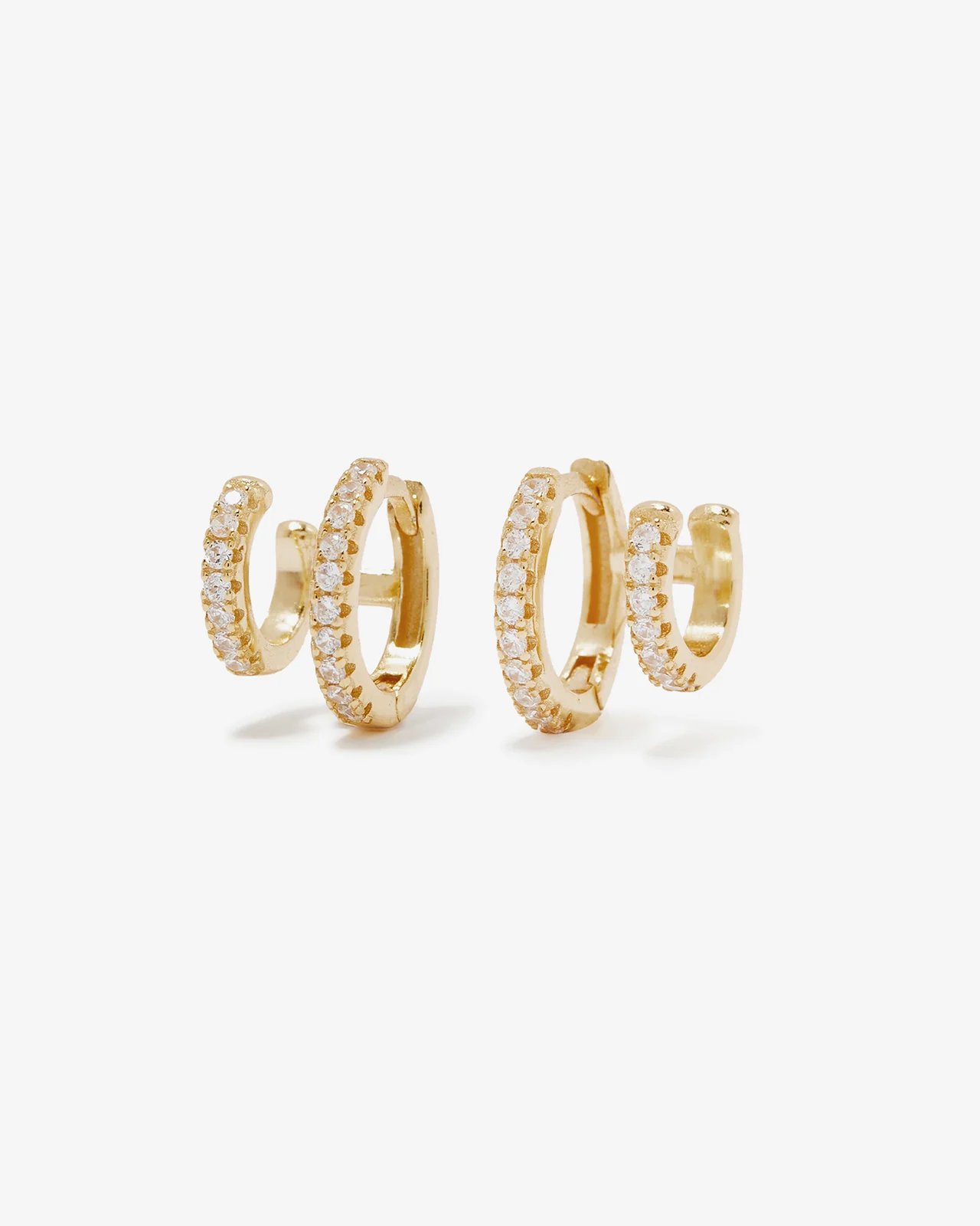 Shashi Katerina Pave Double Huggie Earring - Image 2