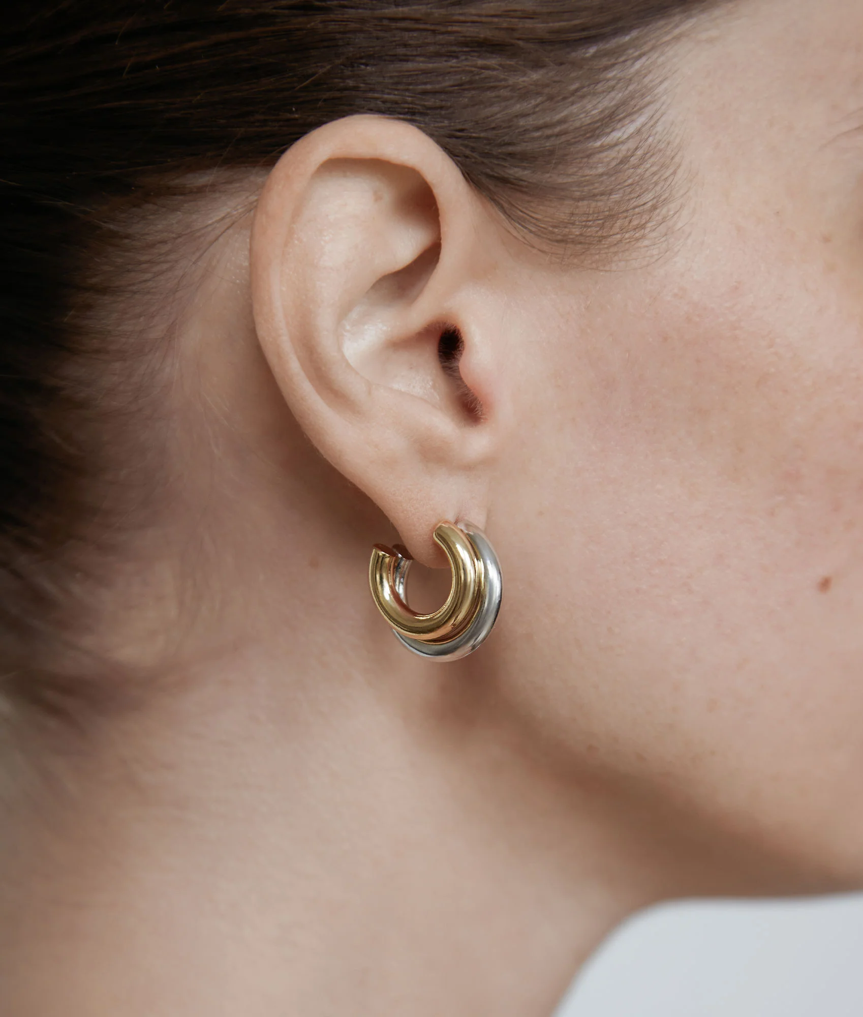 SHASHI Two Toned Double Hoop Earrings - Image 2