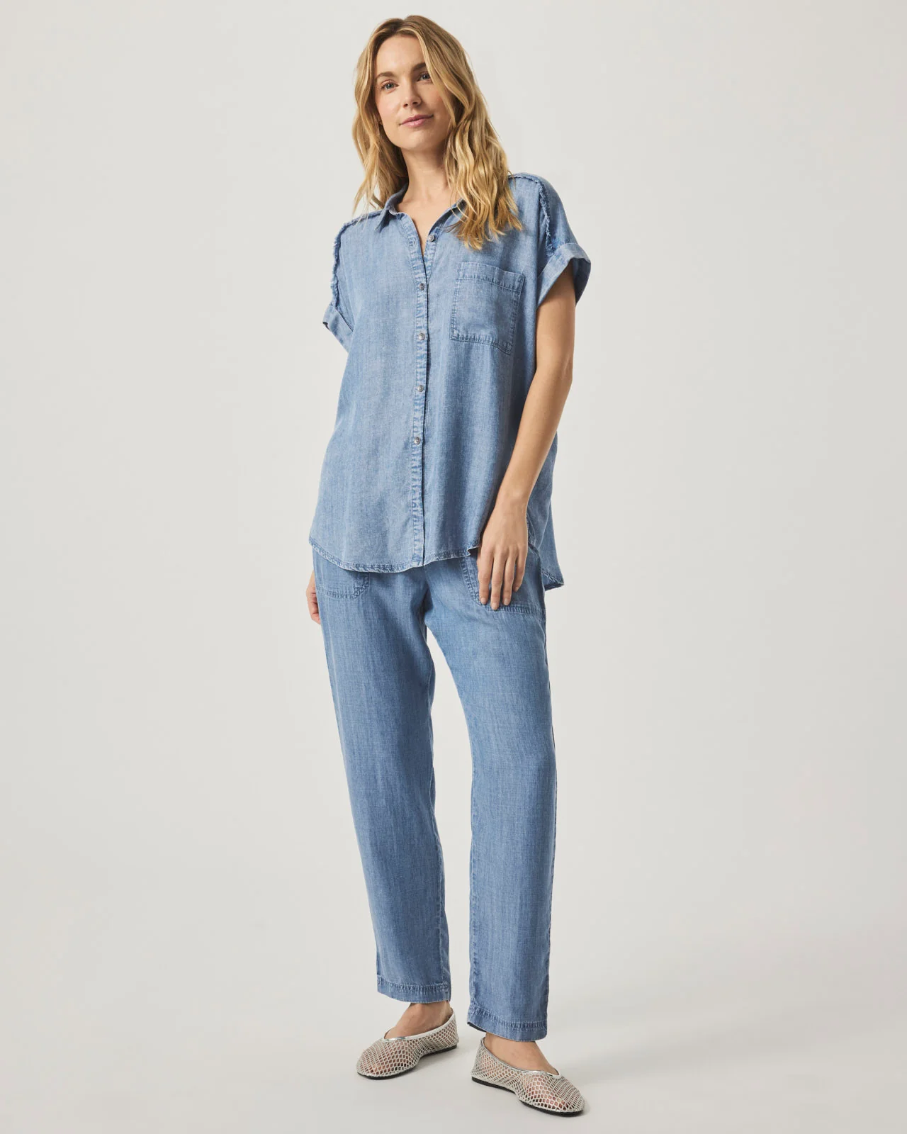 Short Sleeve Paige Indigo Shirt - Image 3