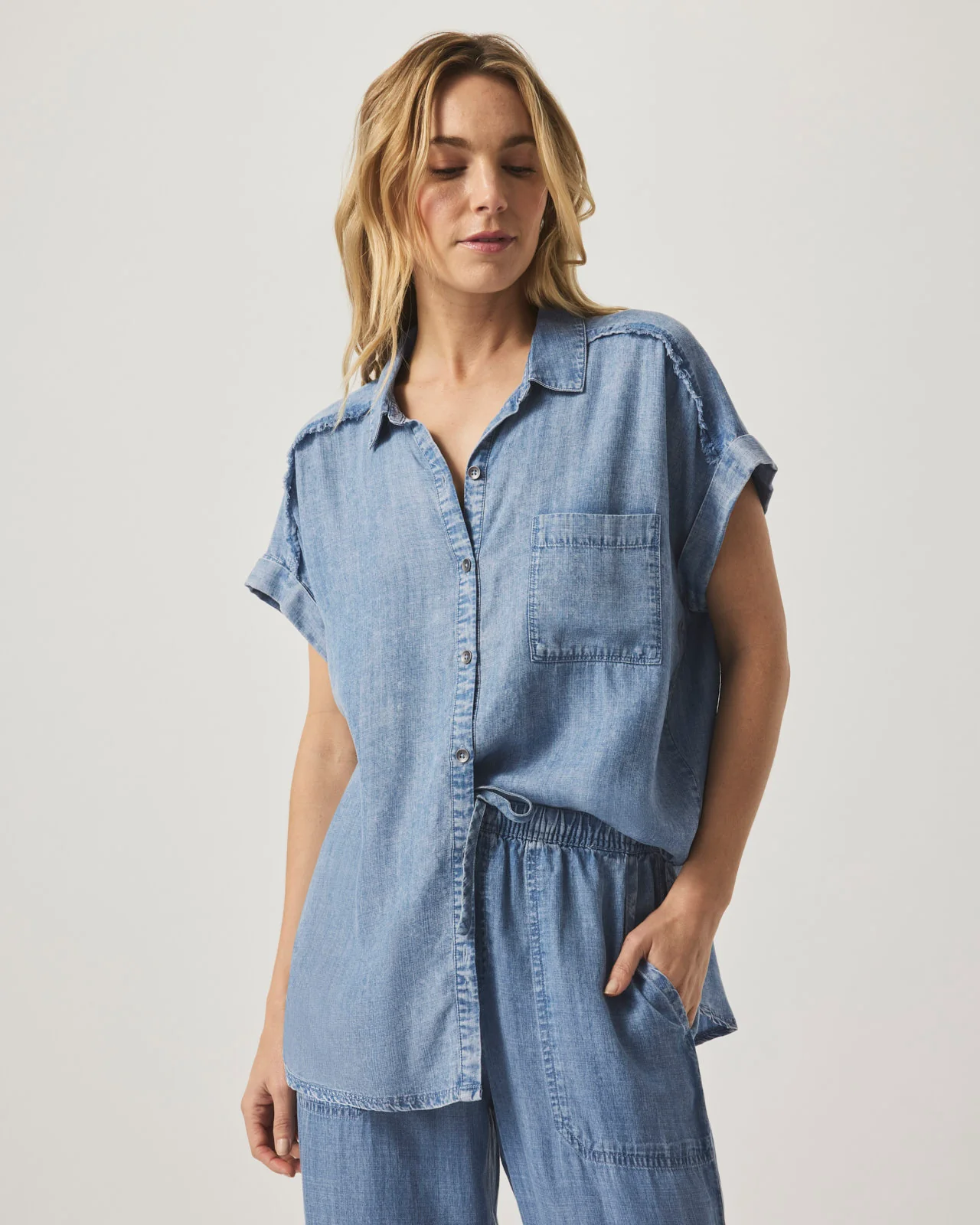 Short Sleeve Paige Indigo Shirt - Image 4