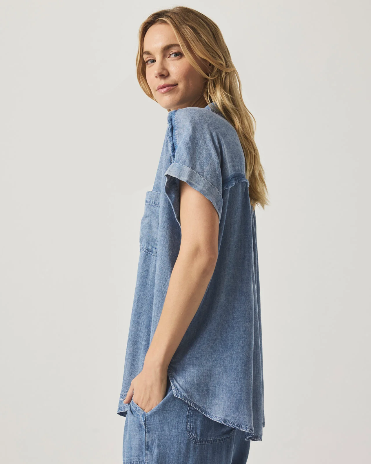 Short Sleeve Paige Indigo Shirt - Image 5