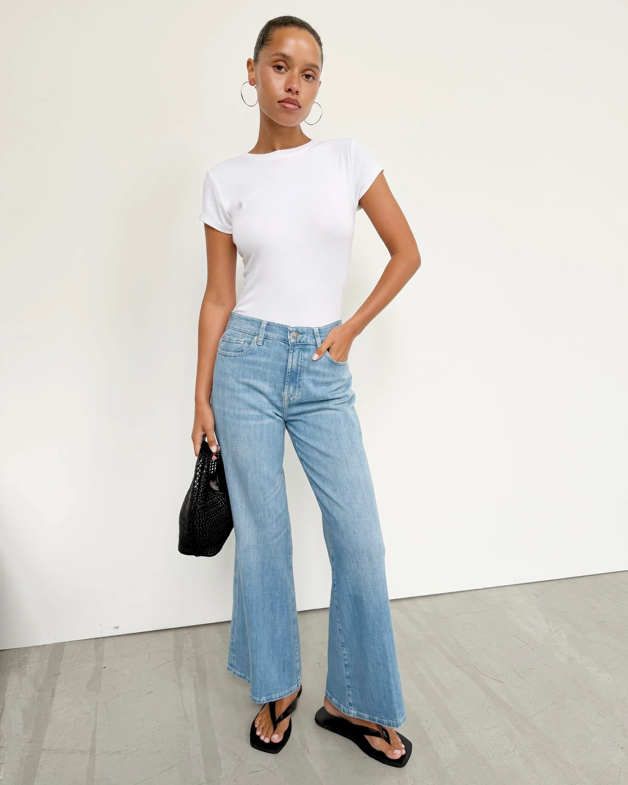 Slim Palazzo Ankle Jean in Light Wash