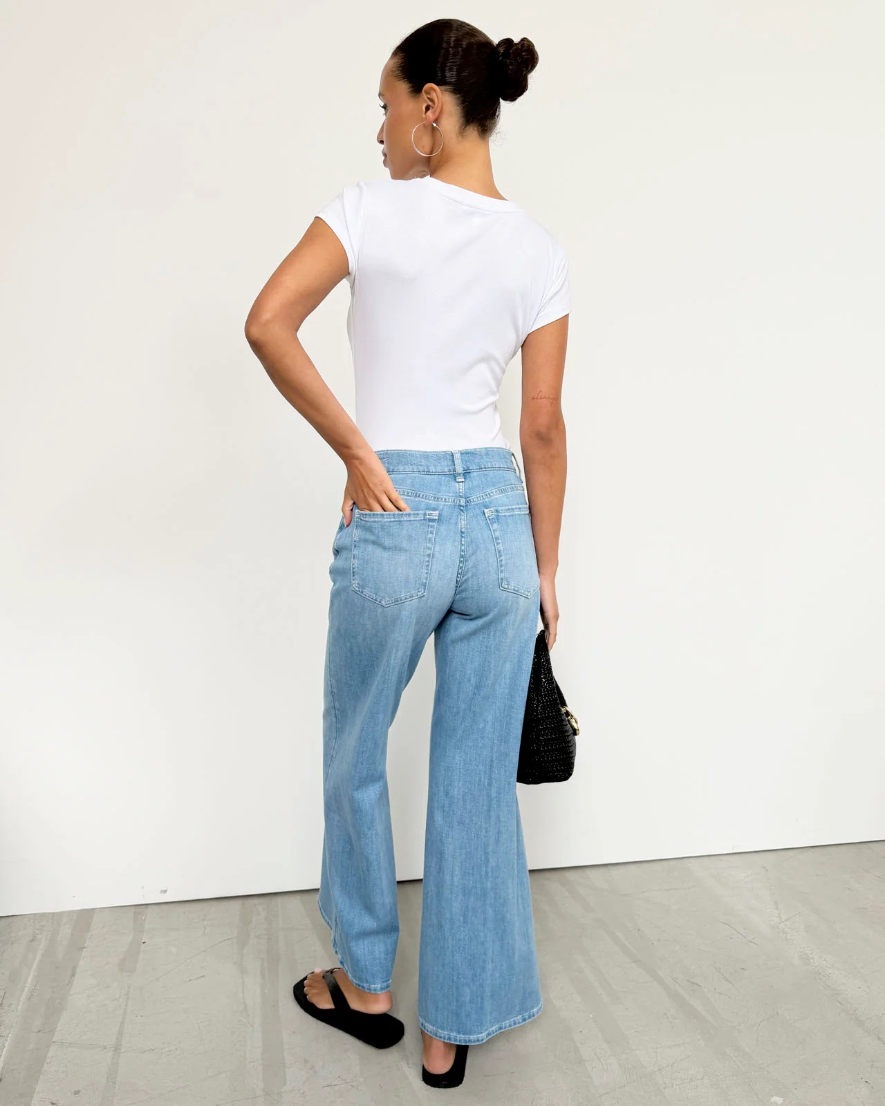 Slim Palazzo Ankle Jean in Light Wash - Image 2