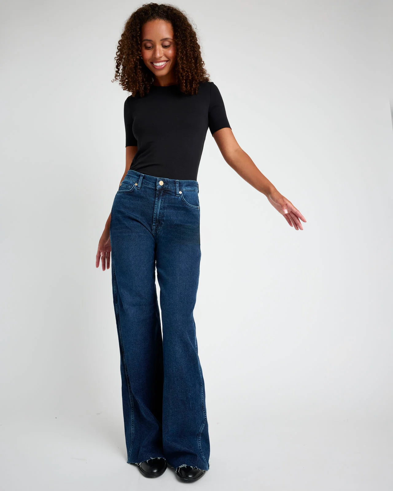 Slim Palazzo Raw Hem Jean - Image 2