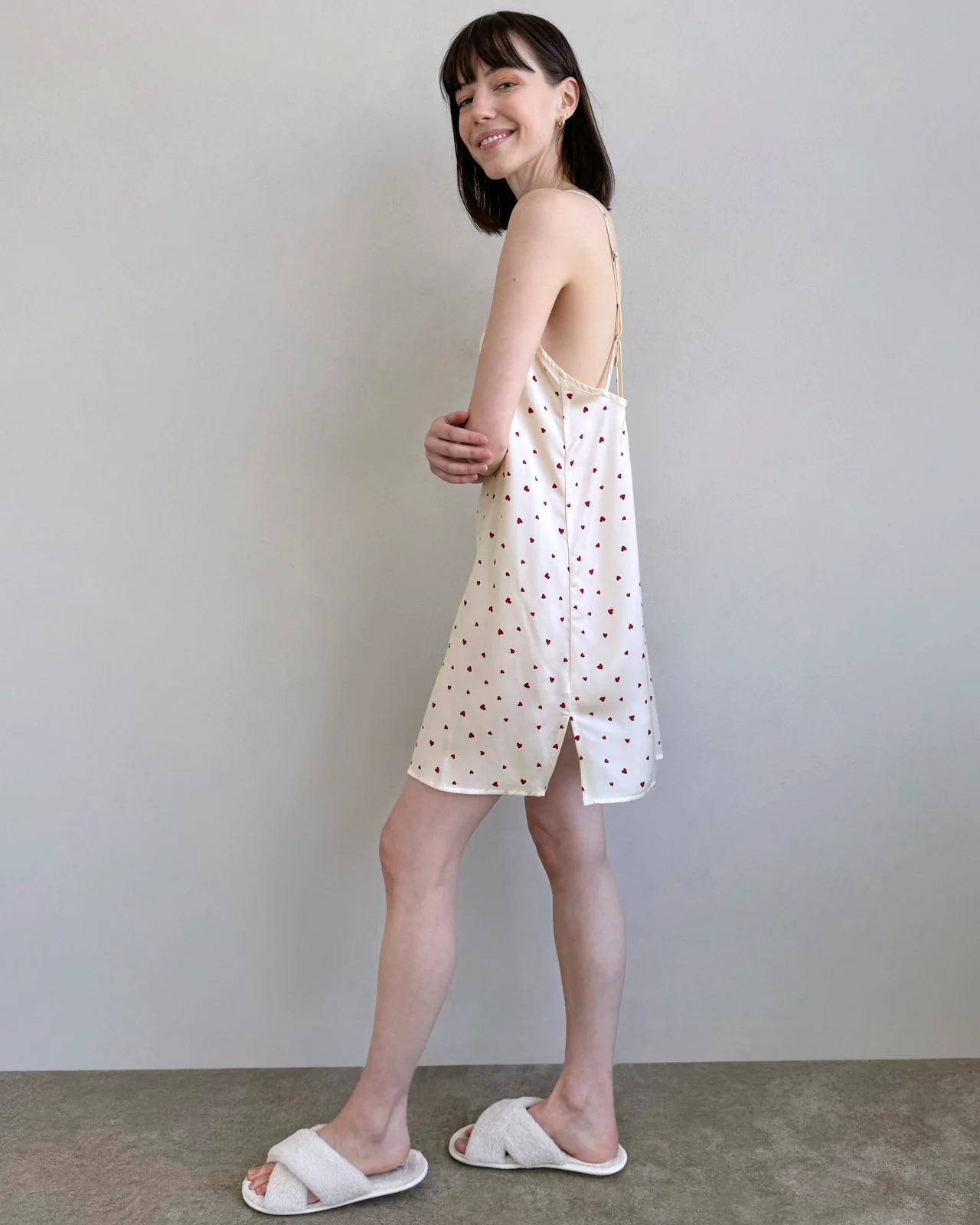 Small Heart Toss Satin Silk Chemise - Image 3