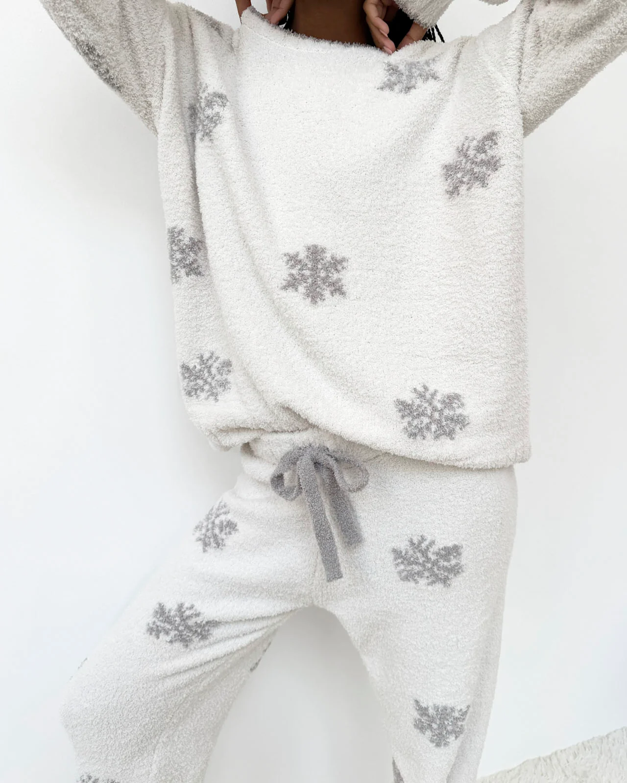 Snow Flake Fuzzy Sweater PJ Set - Image 3