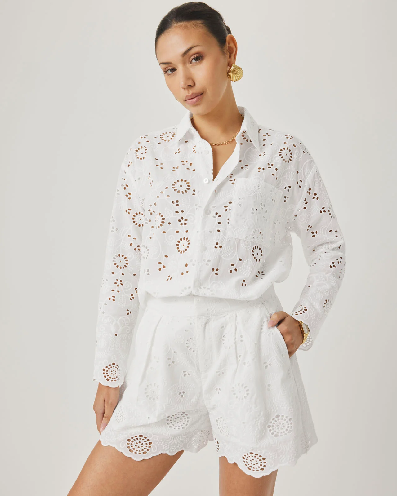 Splendid x @Cellajaneblog Eyelet Button Down - Image 4