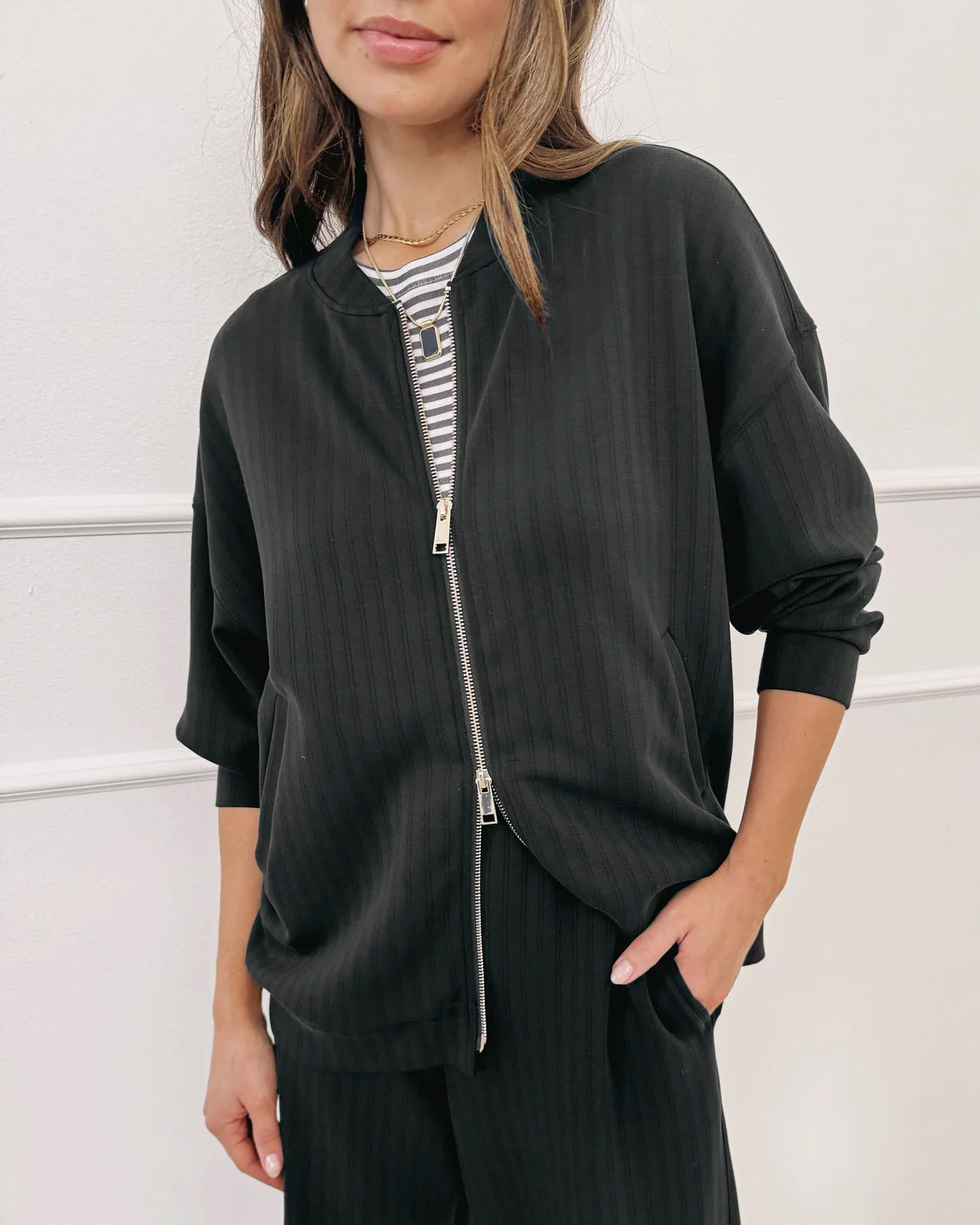 Splendid x Cellajaneblog Rib Scuba Zip-Up Jacket - Image 4