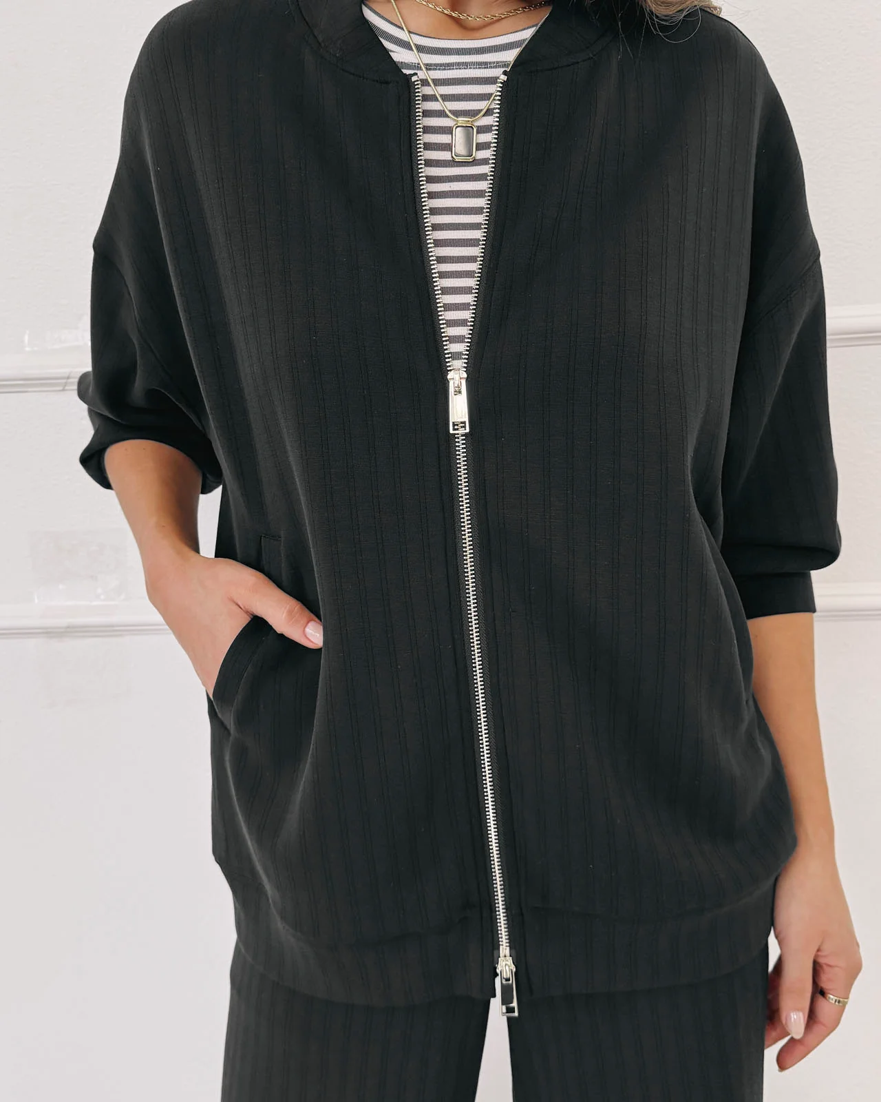 Splendid x Cellajaneblog Rib Scuba Zip-Up Jacket - Image 5