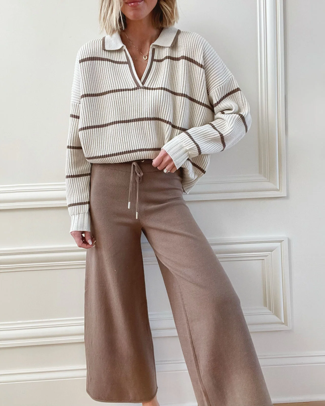 Splendid x @Cellajaneblog Stripe Polo Sweater