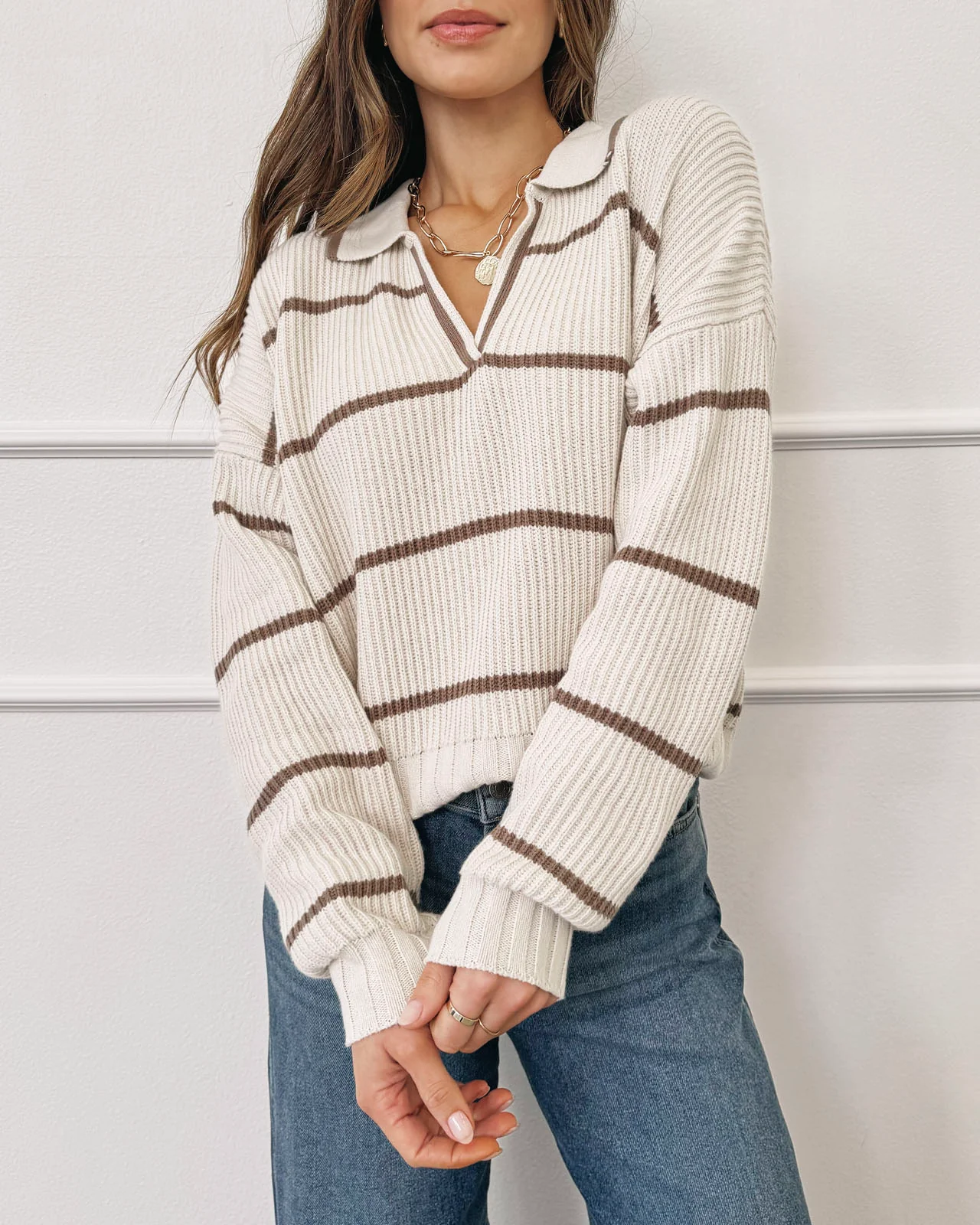 Splendid x @Cellajaneblog Stripe Polo Sweater - Image 6