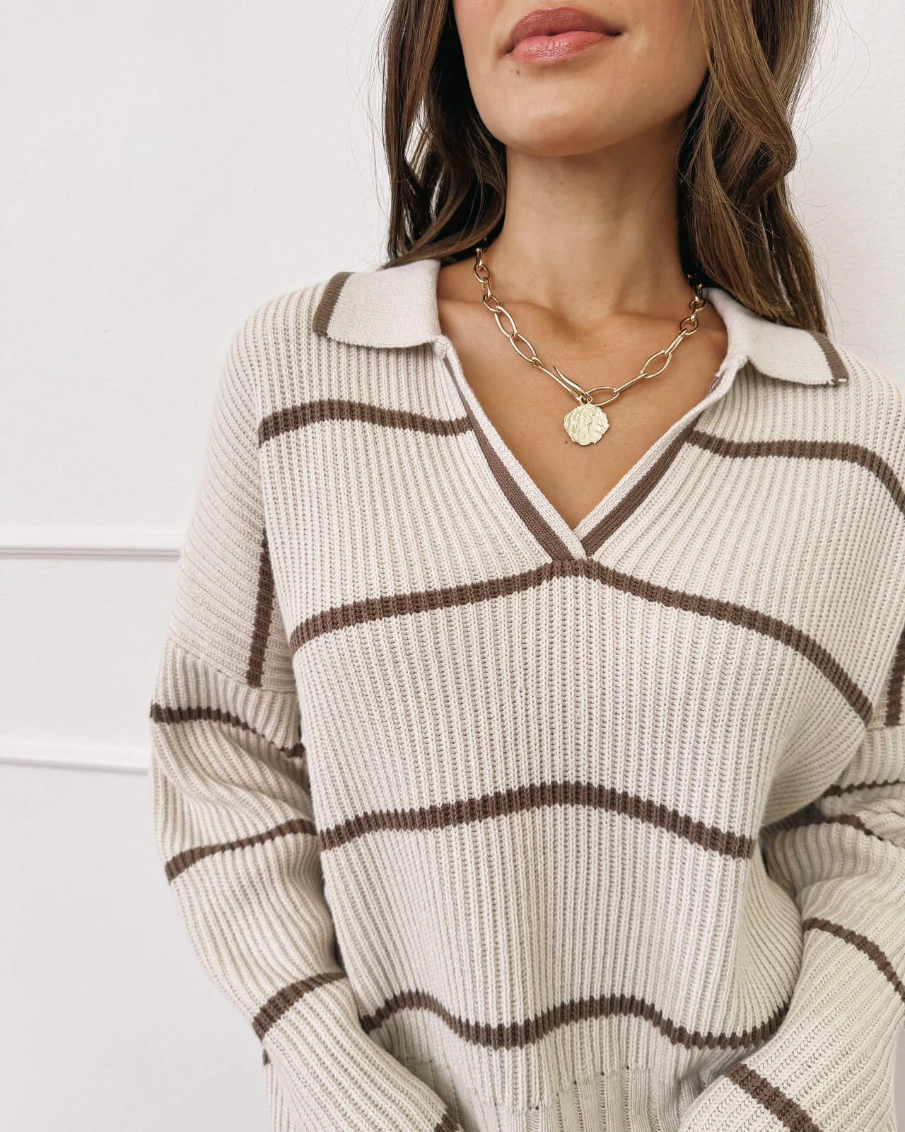 Splendid x @Cellajaneblog Stripe Polo Sweater - Image 7