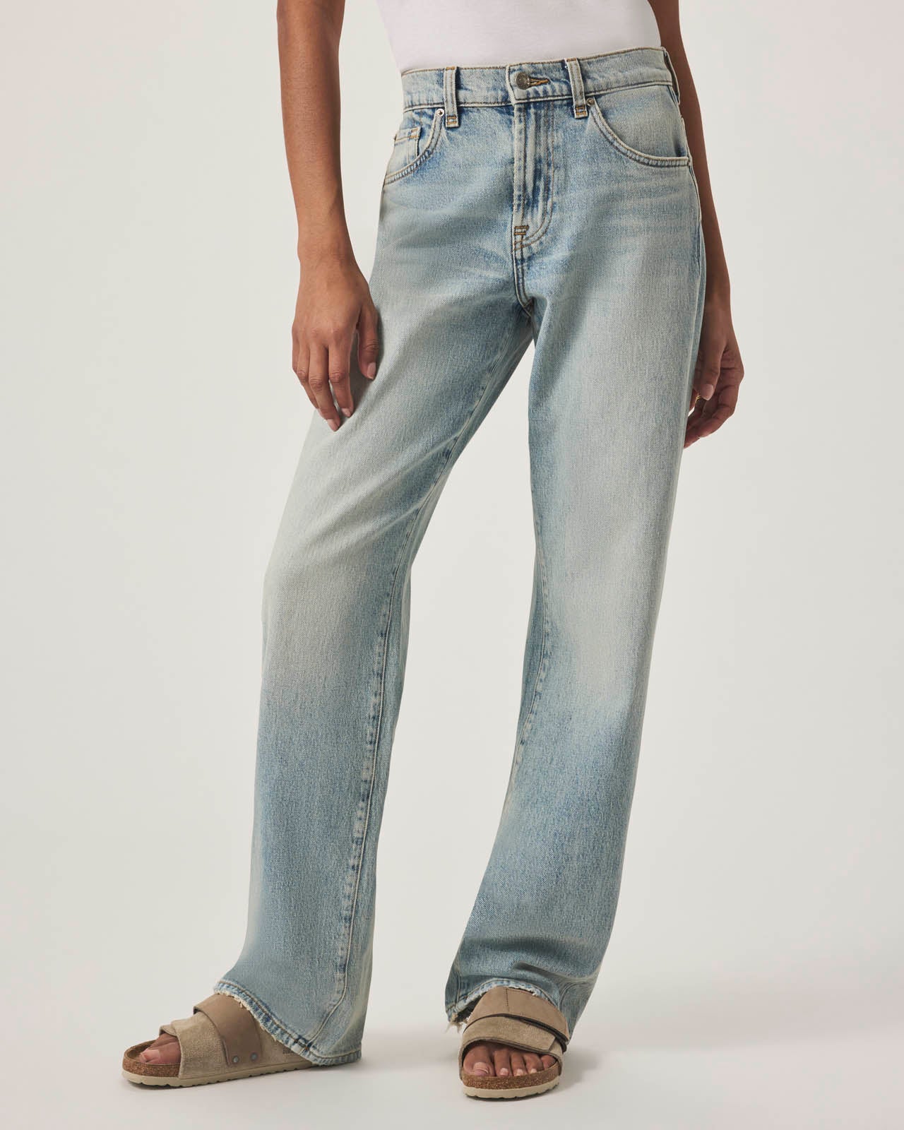 Straight Leg Worn Hem Jean