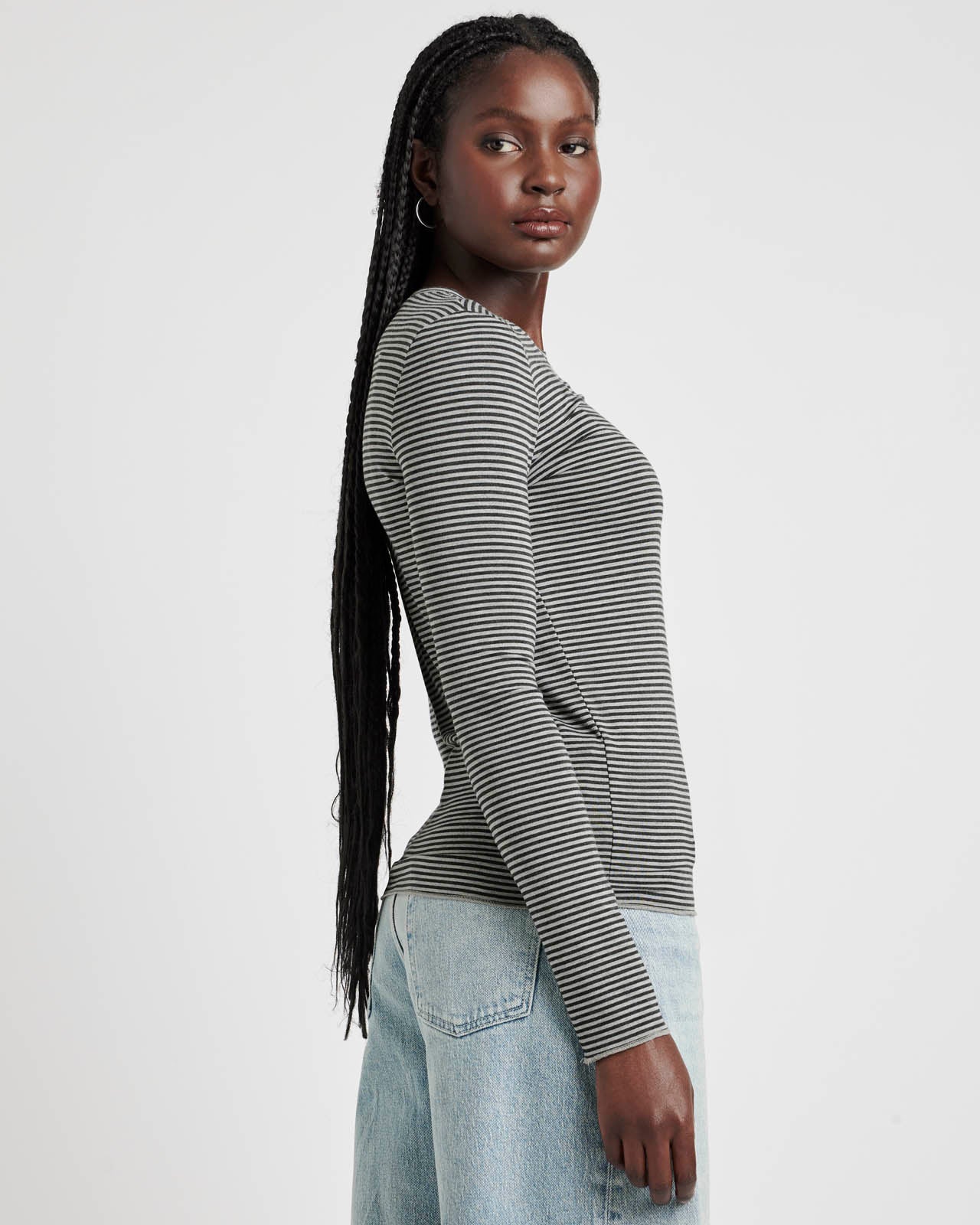 Striped Bamboo Blend Long Sleeve Tee - Image 23