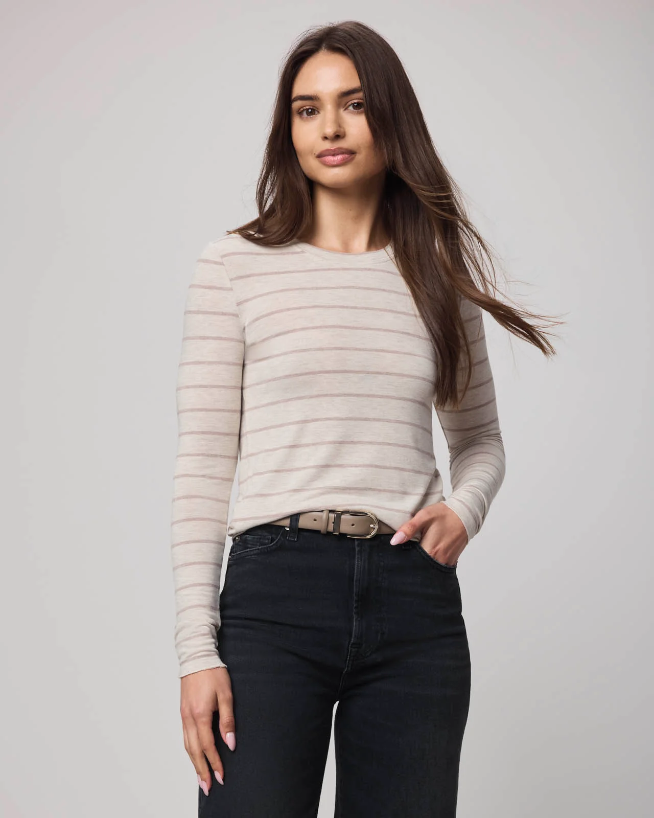 Striped Bamboo Blend Long Sleeve Tee - Image 26