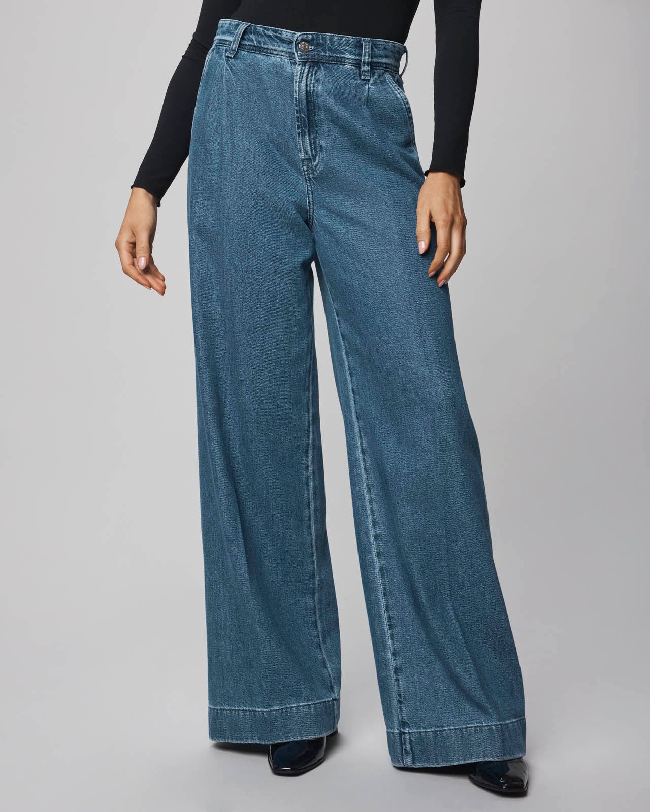 Suki Denim Trouser in Mid Blue