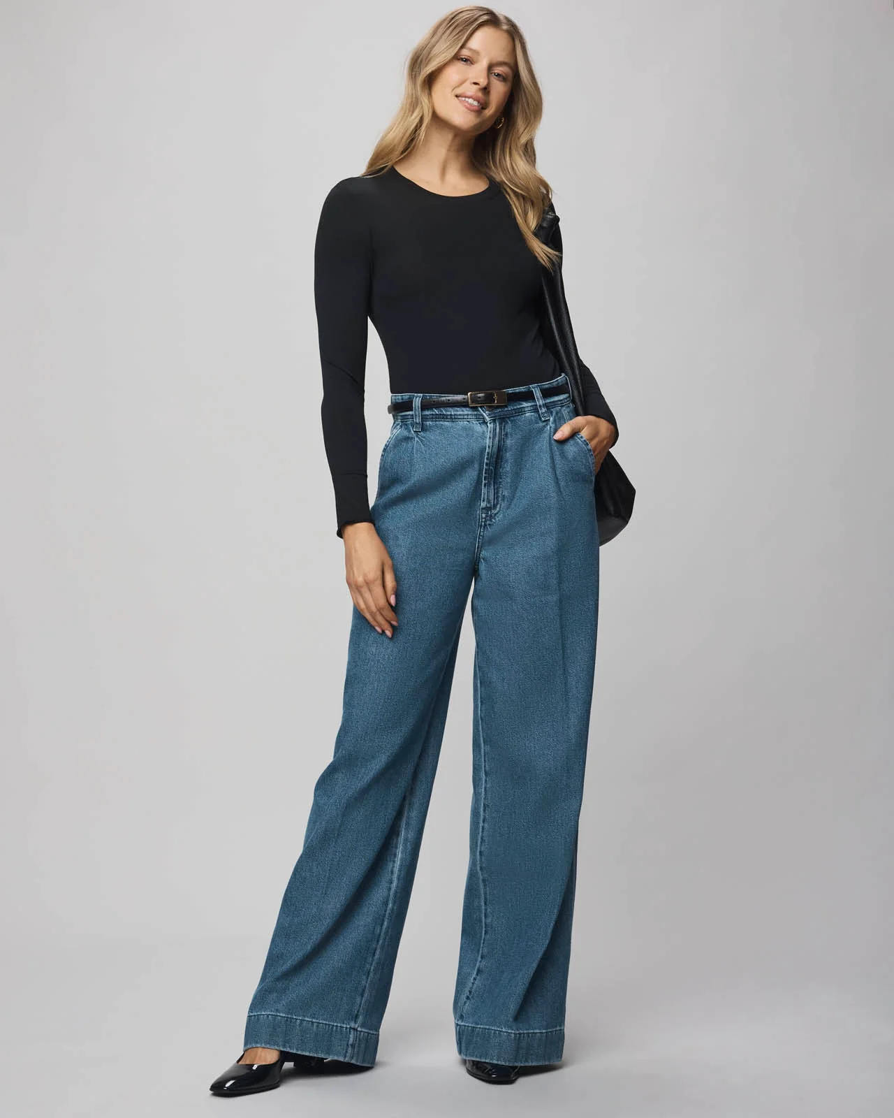 Suki Denim Trouser in Mid Blue - Image 2