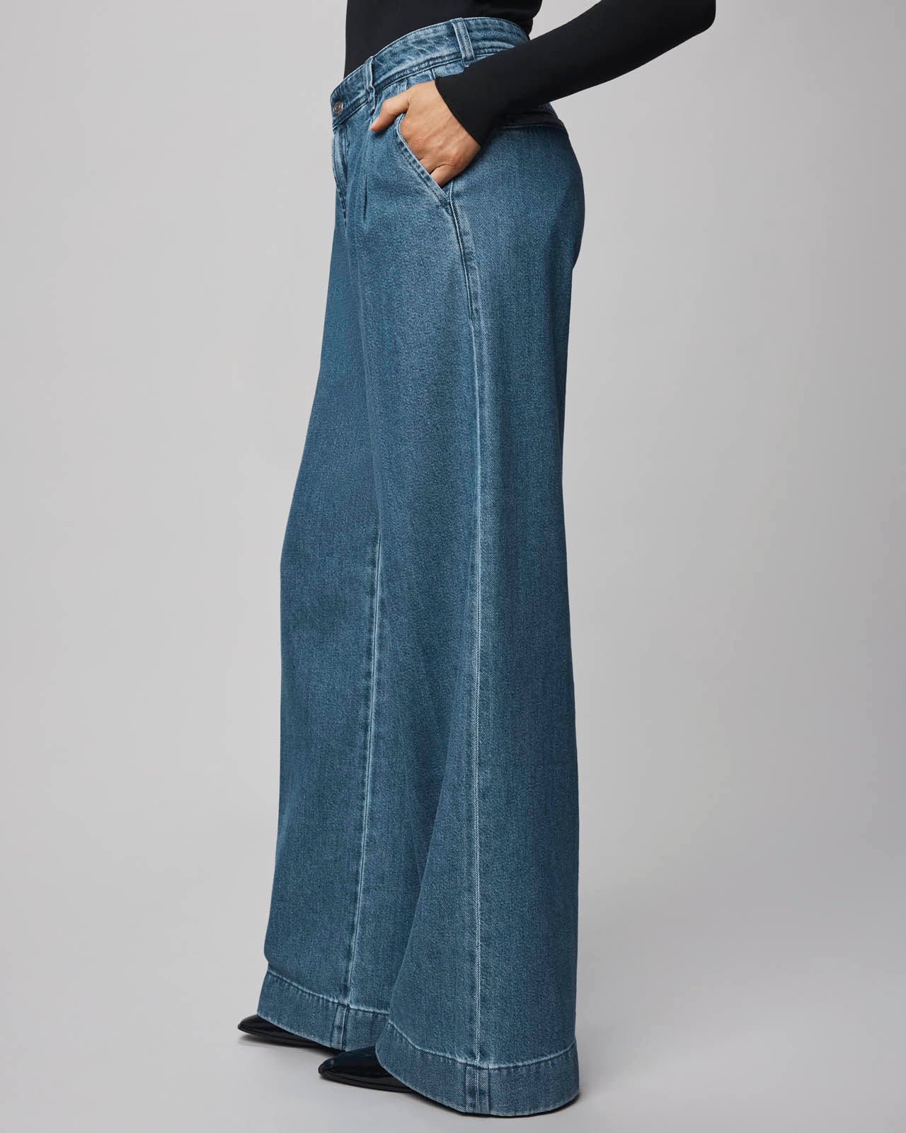 Suki Denim Trouser in Mid Blue - Image 3