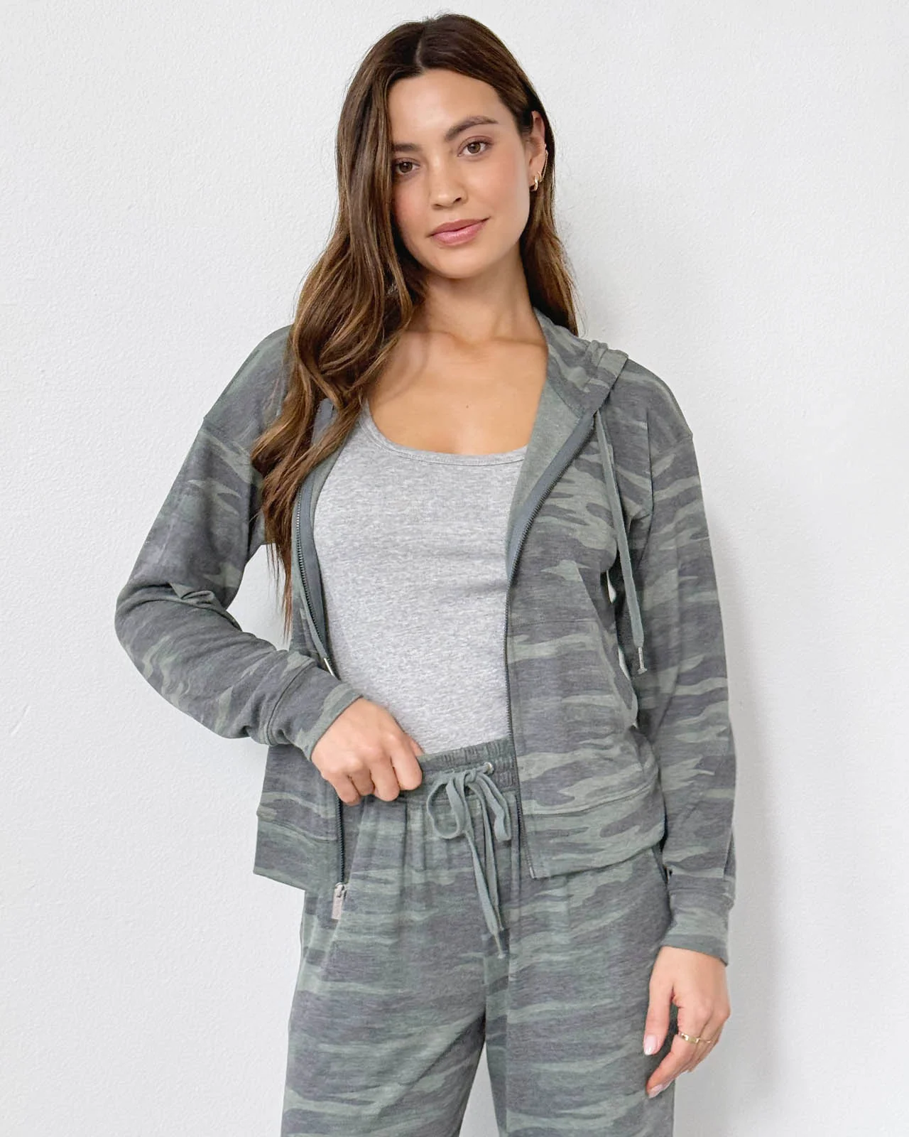 Supersoft Zip Up Hoodie in Camo - Image 3