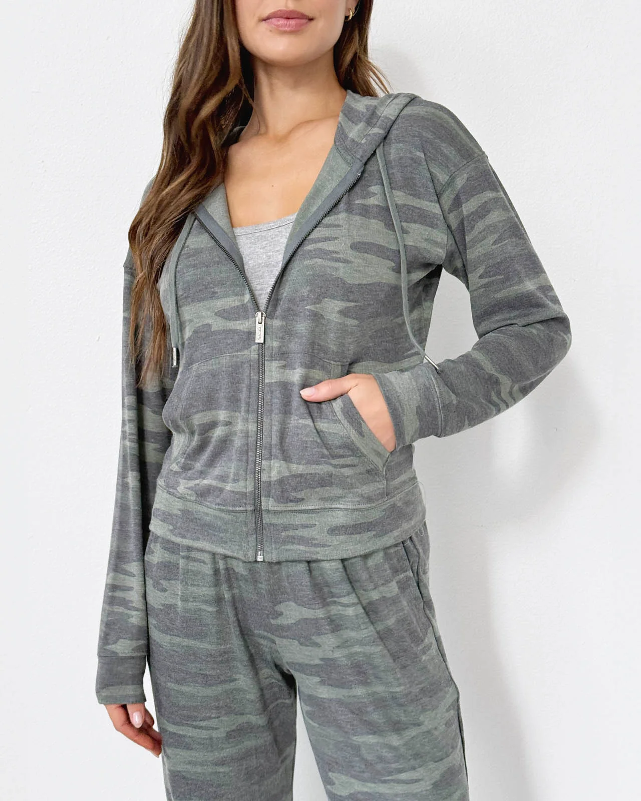 Supersoft Zip Up Hoodie in Camo - Image 4