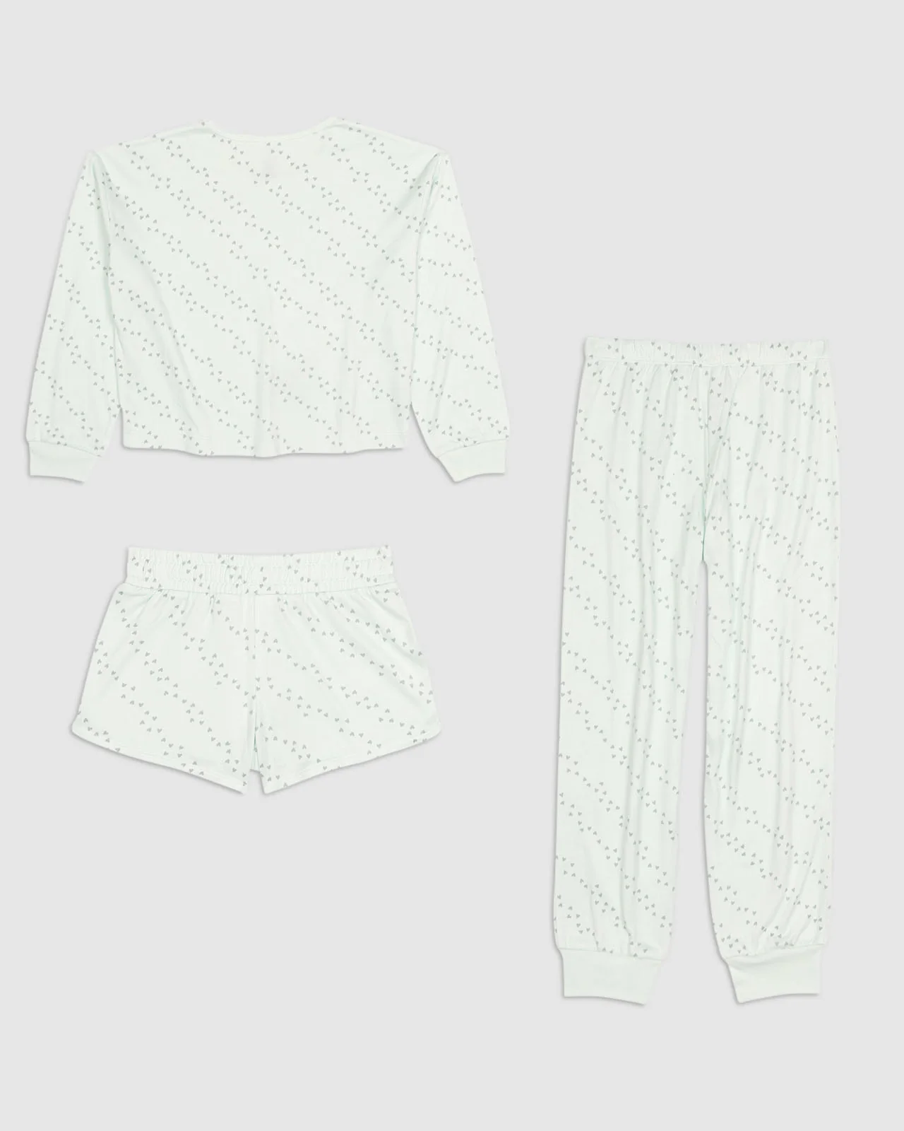 Girls Surf Hearts 3-Piece Brushed Jersey PJ Set - Image 3