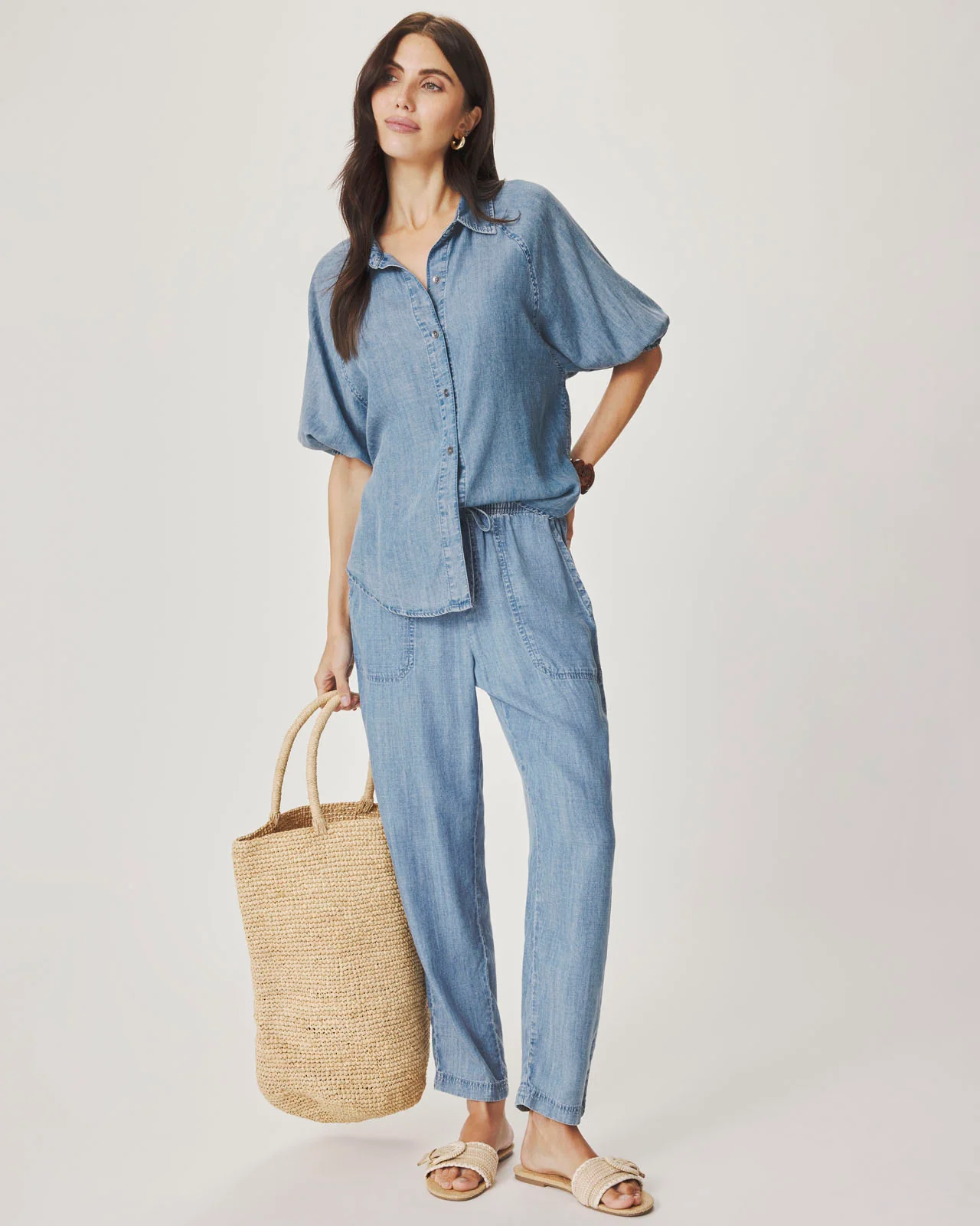 Talia Indigo Puff Sleeve Top - Image 2