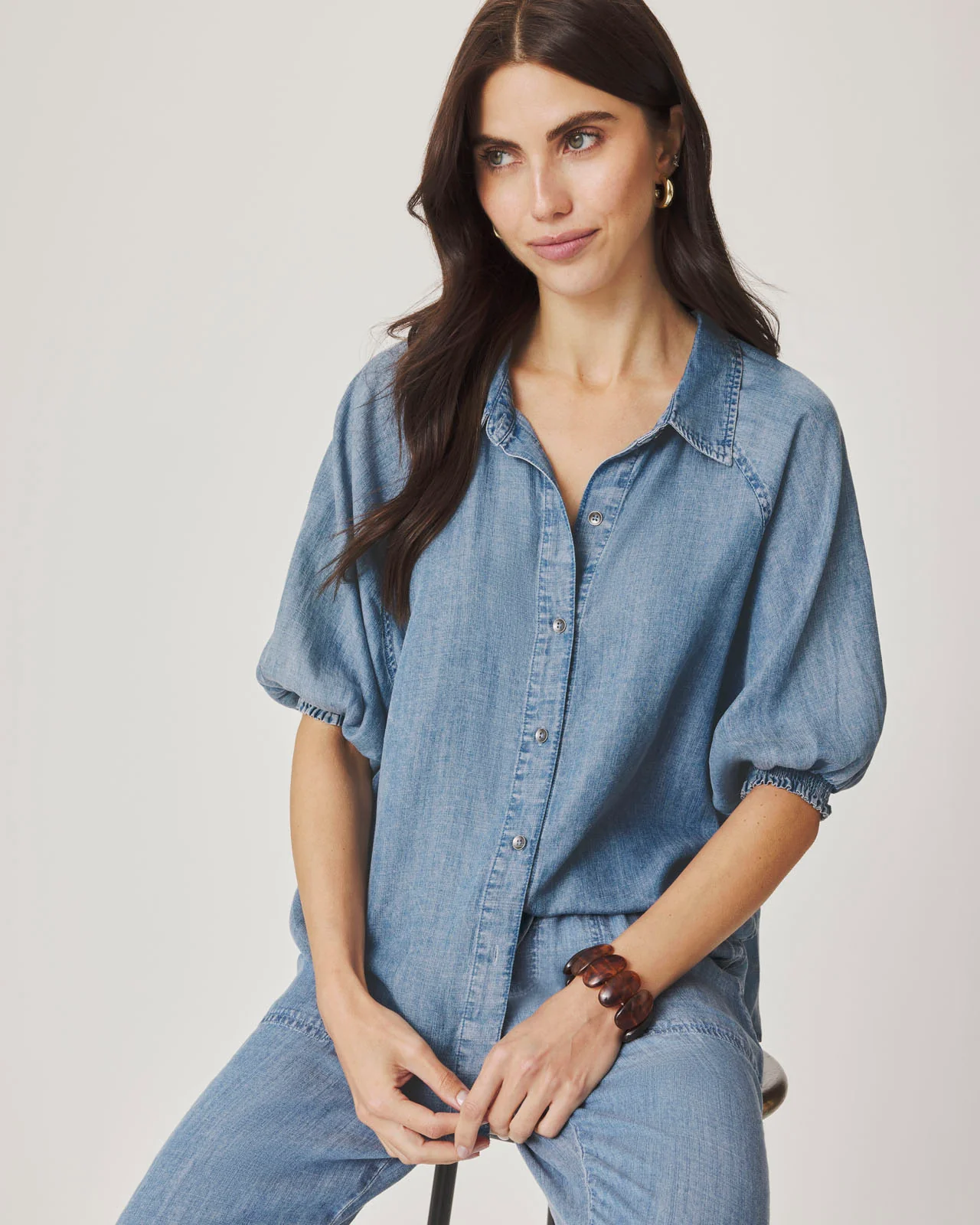 Talia Indigo Puff Sleeve Top - Image 4