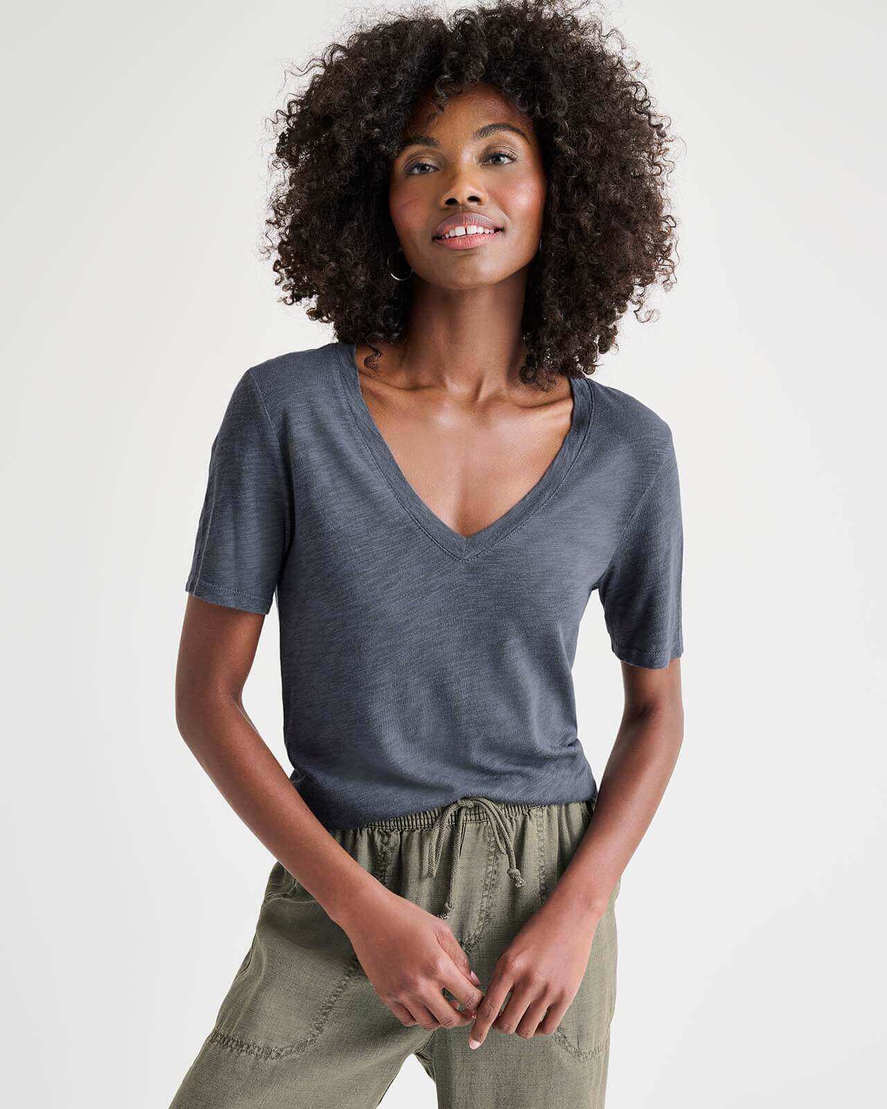 Everly Slub V-Neck Tee - Image 28