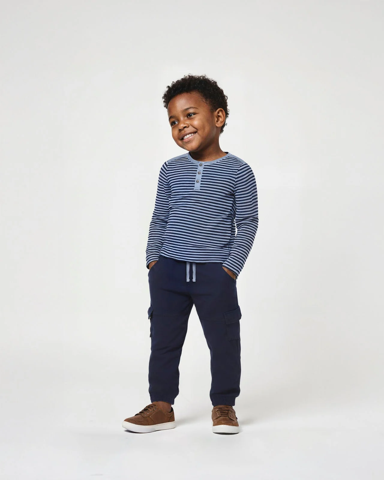 Toddler Boy Curious Stripe Henley Set