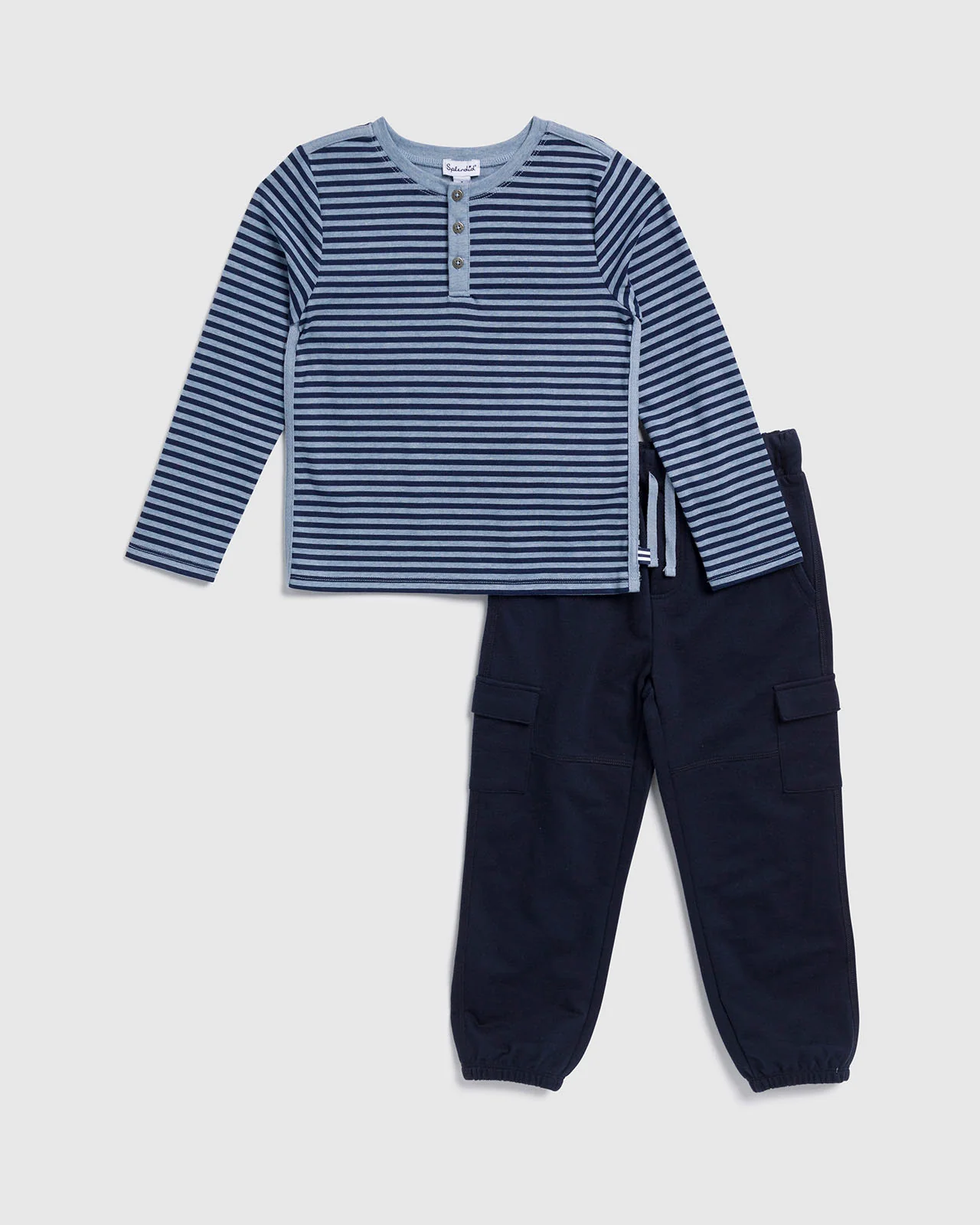 Toddler Boy Curious Stripe Henley Set - Image 2