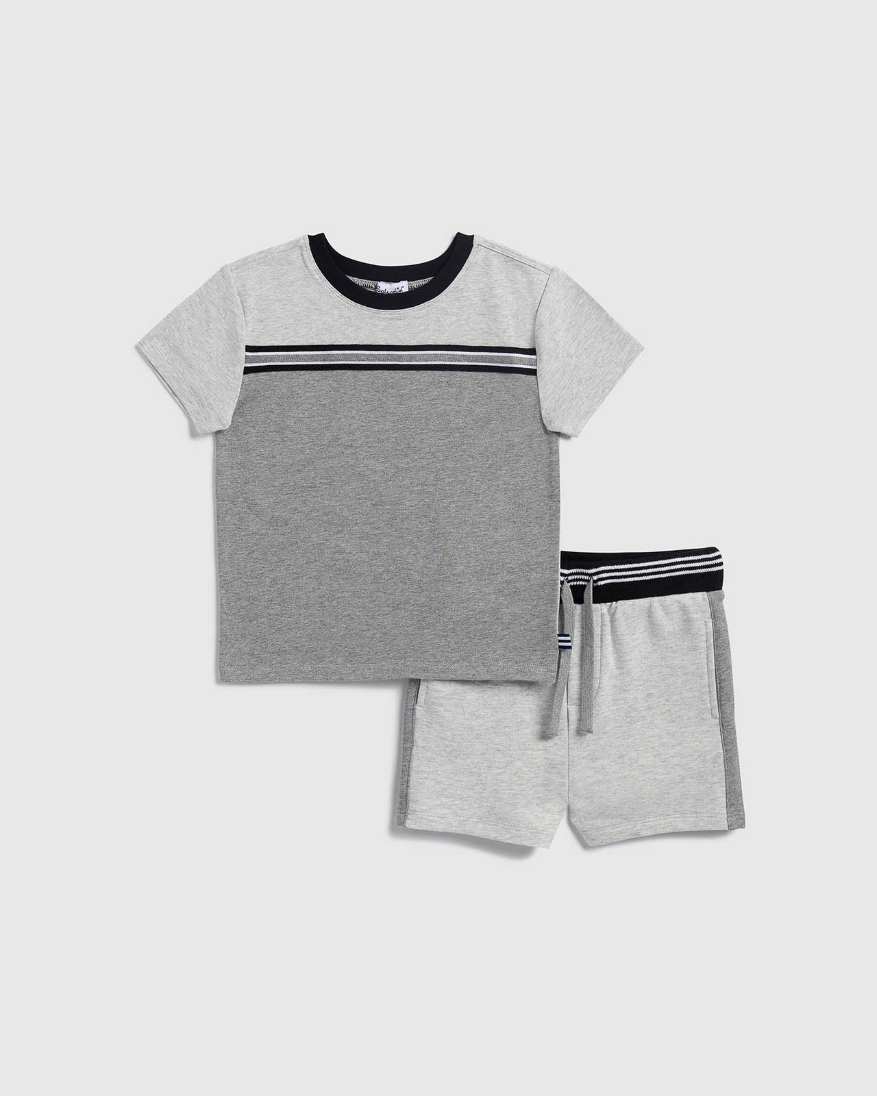 Toddler Boy Stone Heather Stripe Set