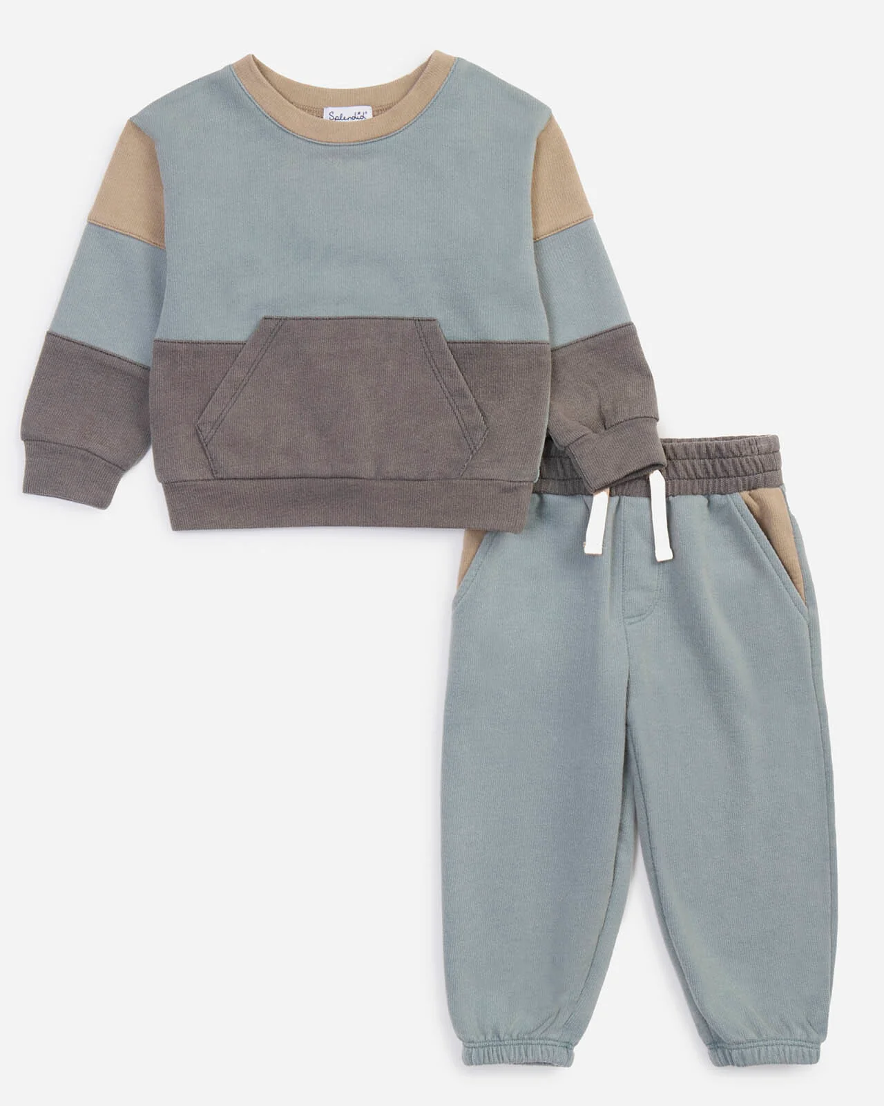 Toddler Boy Washed Colorblock Long Sleeve Set