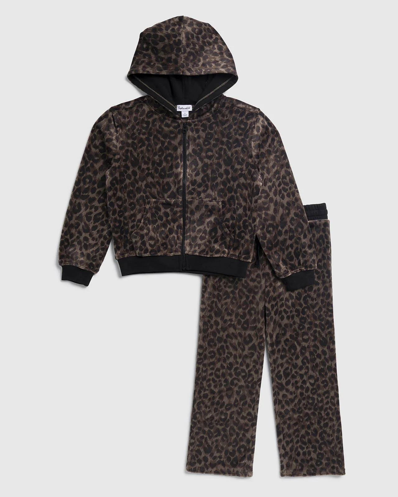 Toddler Girl Cheetah Velour Zip Up Set - Image 2