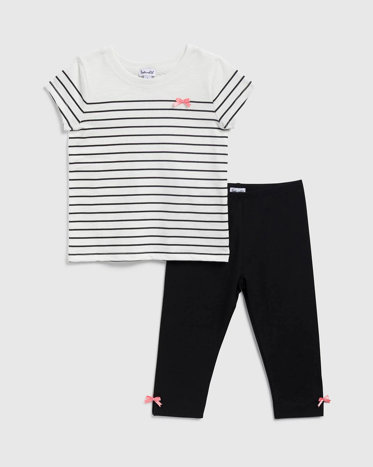 Toddler Girl Chic Stripe Short Sleeve Set - Image 3