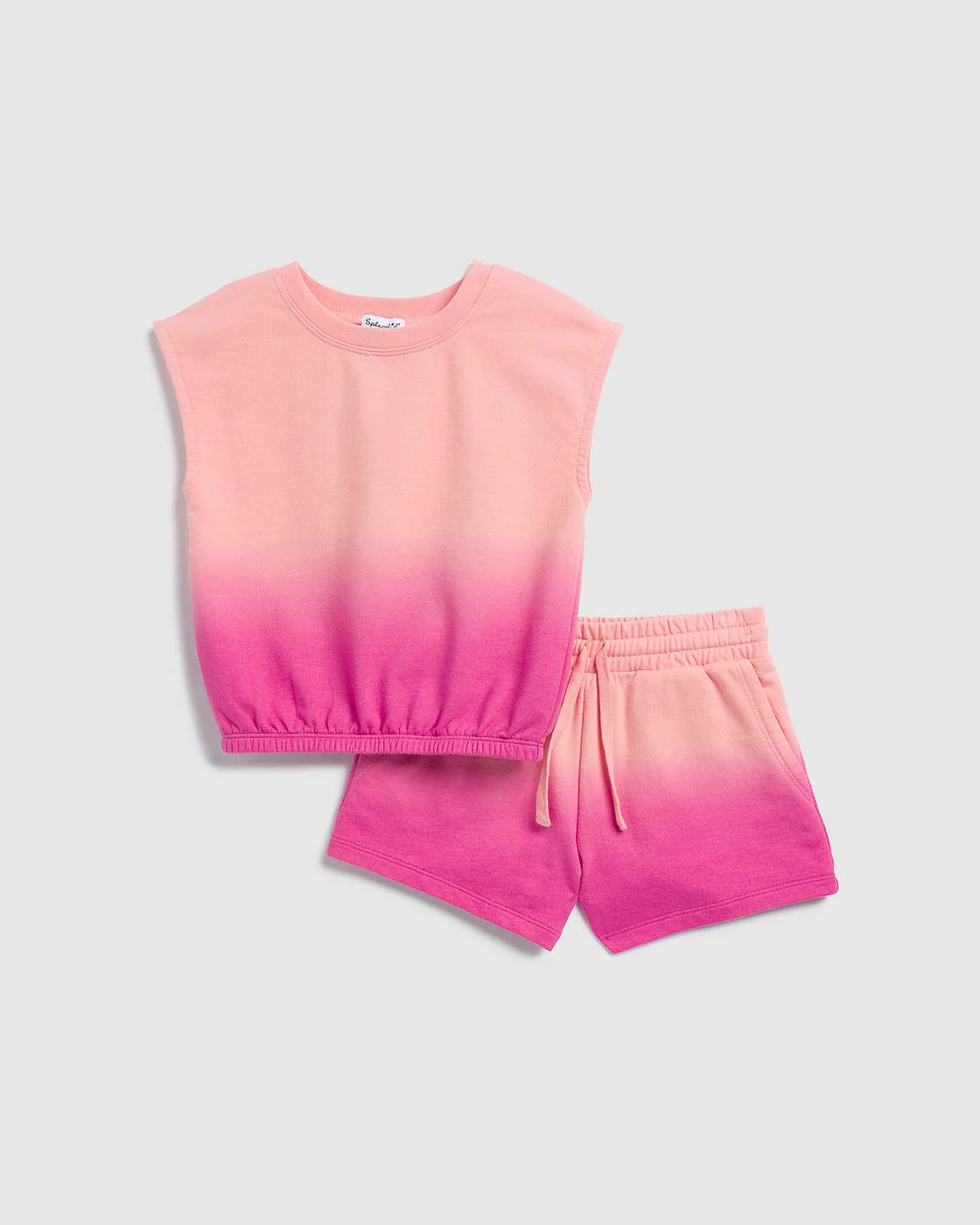 Toddler Girl Cotton Candy Dip Dye Short Sleeve Set - Image 2